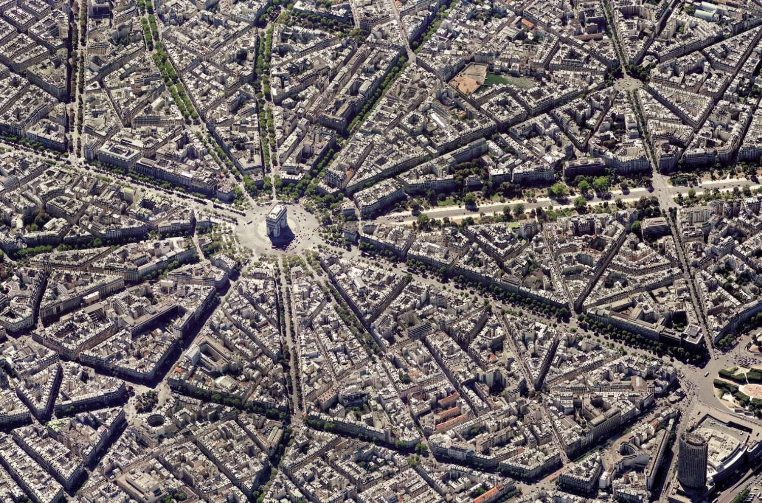 720P, Paris, aerial view, city, Arc de Triomphe, puzzles, France, HD Wallpaper