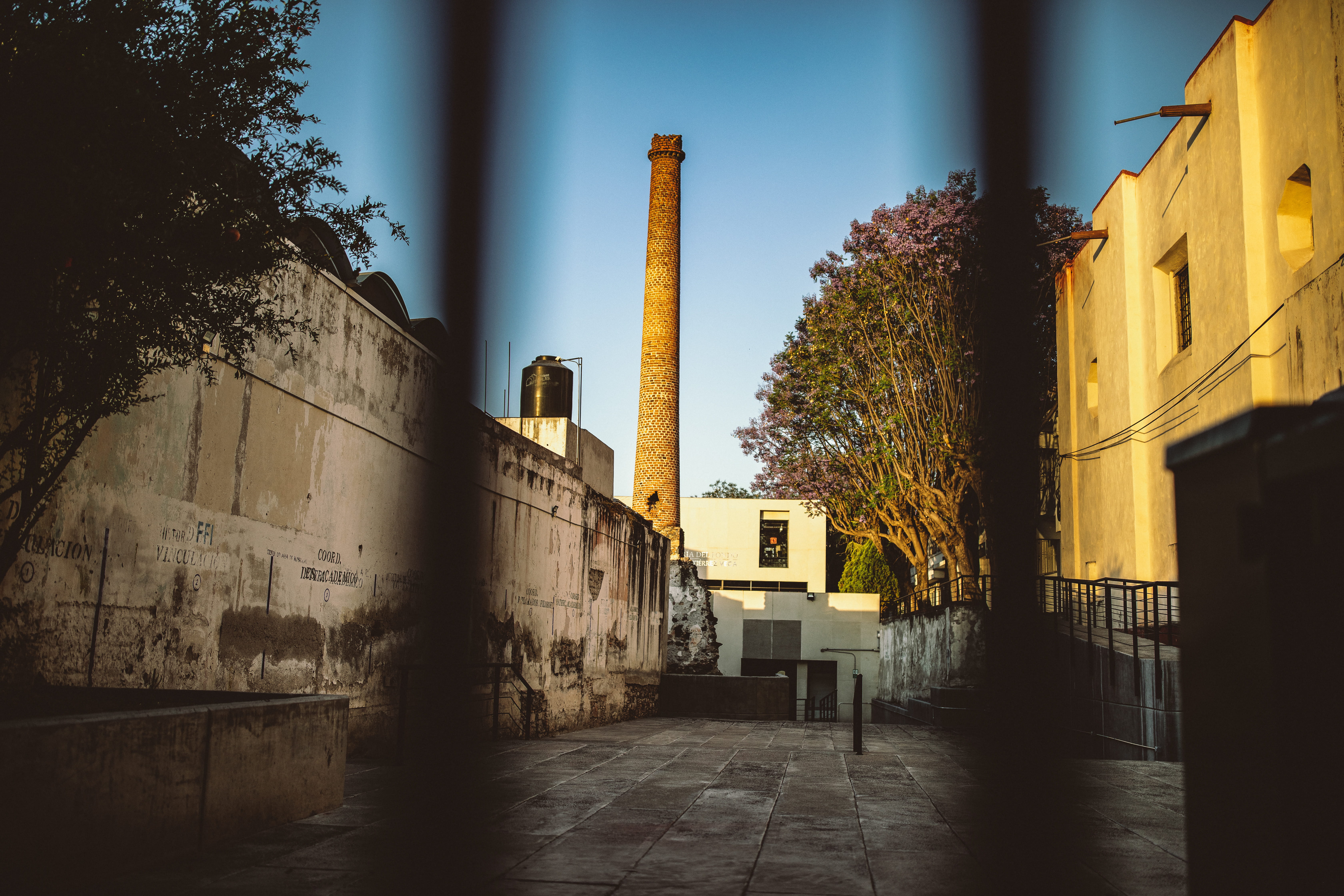 path, building, residential district, clear sky, queretaro, plant, city, pillar, day, mexico, nature, tree, shadow, blurred, power plant, sky, tower, sunlight, HD Wallpaper