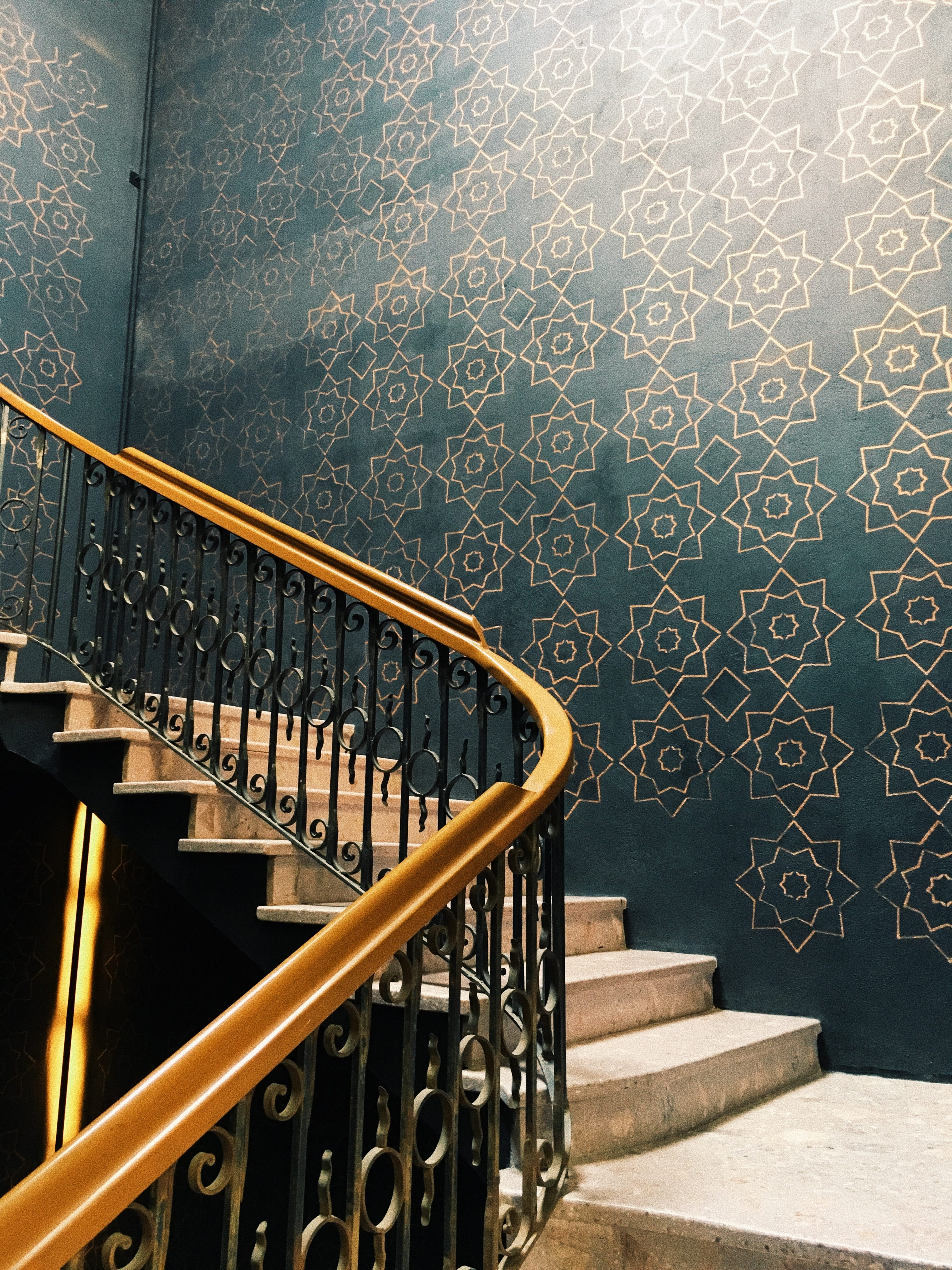 indoors, green, stair, wrought iron, hotel, built structure, yellow, sunlight, indoor, architecture, steps and staircases, no people, downton, luxury, downtown mexico, Phone HD Wallpaper