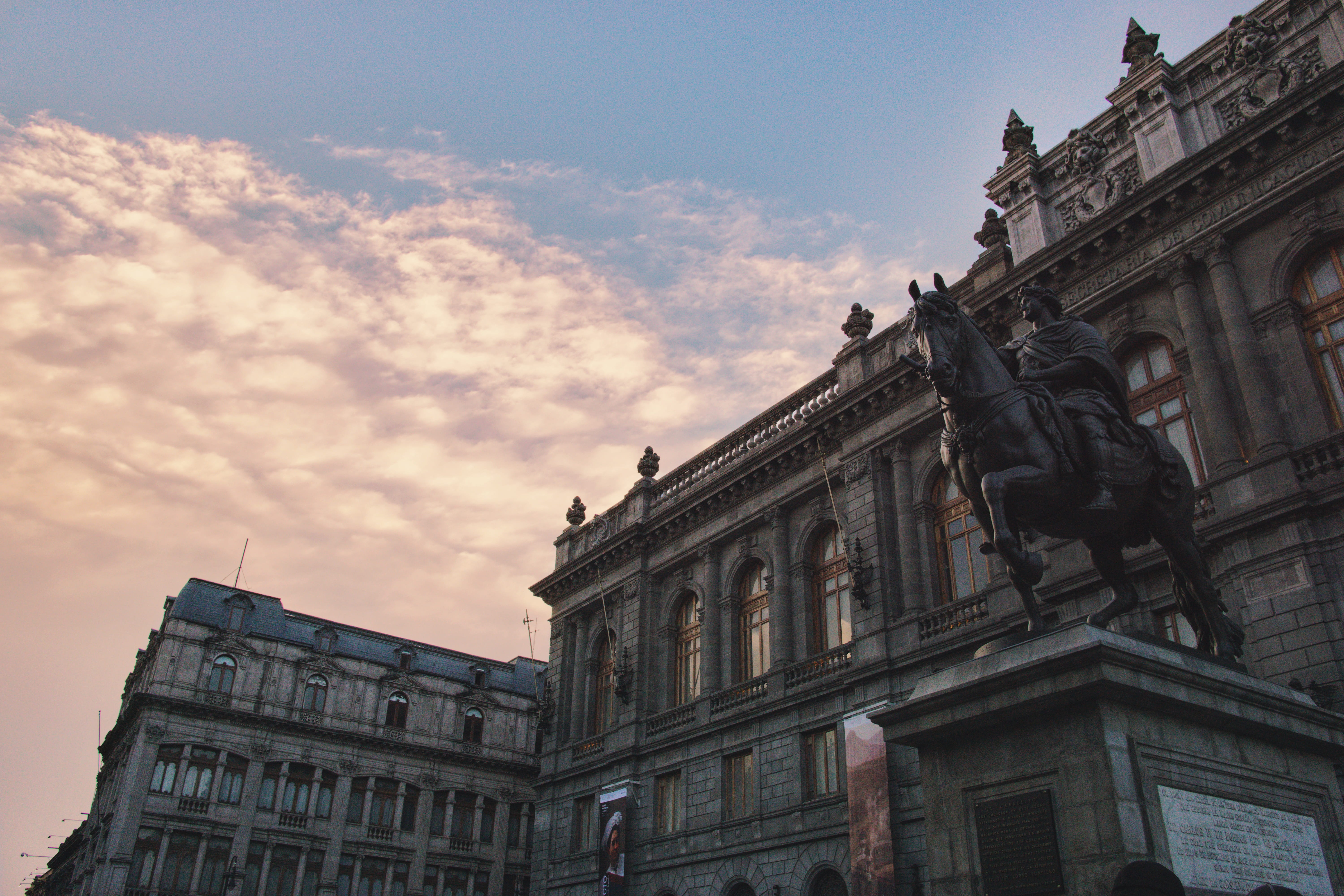 animal, representation, architecture, the past, mansion, monument, 5K, built structure, mammal, low angle view, art, orange, building, cloud - sky, bird, HD Wallpaper