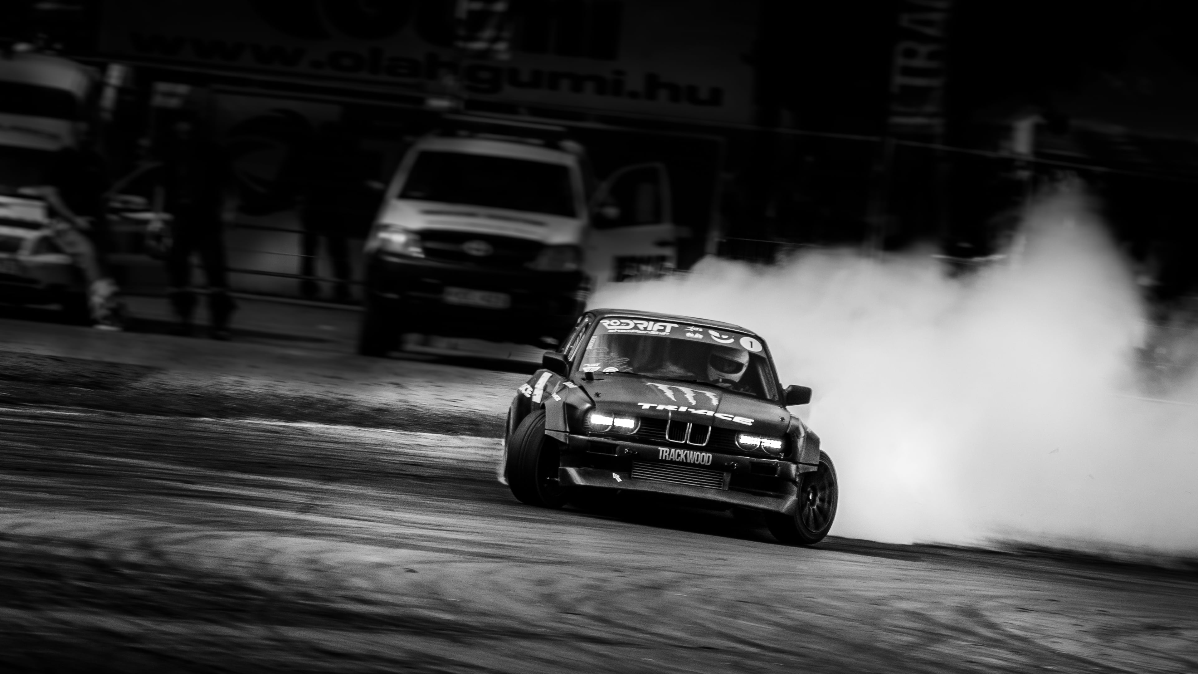 Drifting, 4K, car, tracks, racing, drift, smoke, BMW, HD Wallpaper