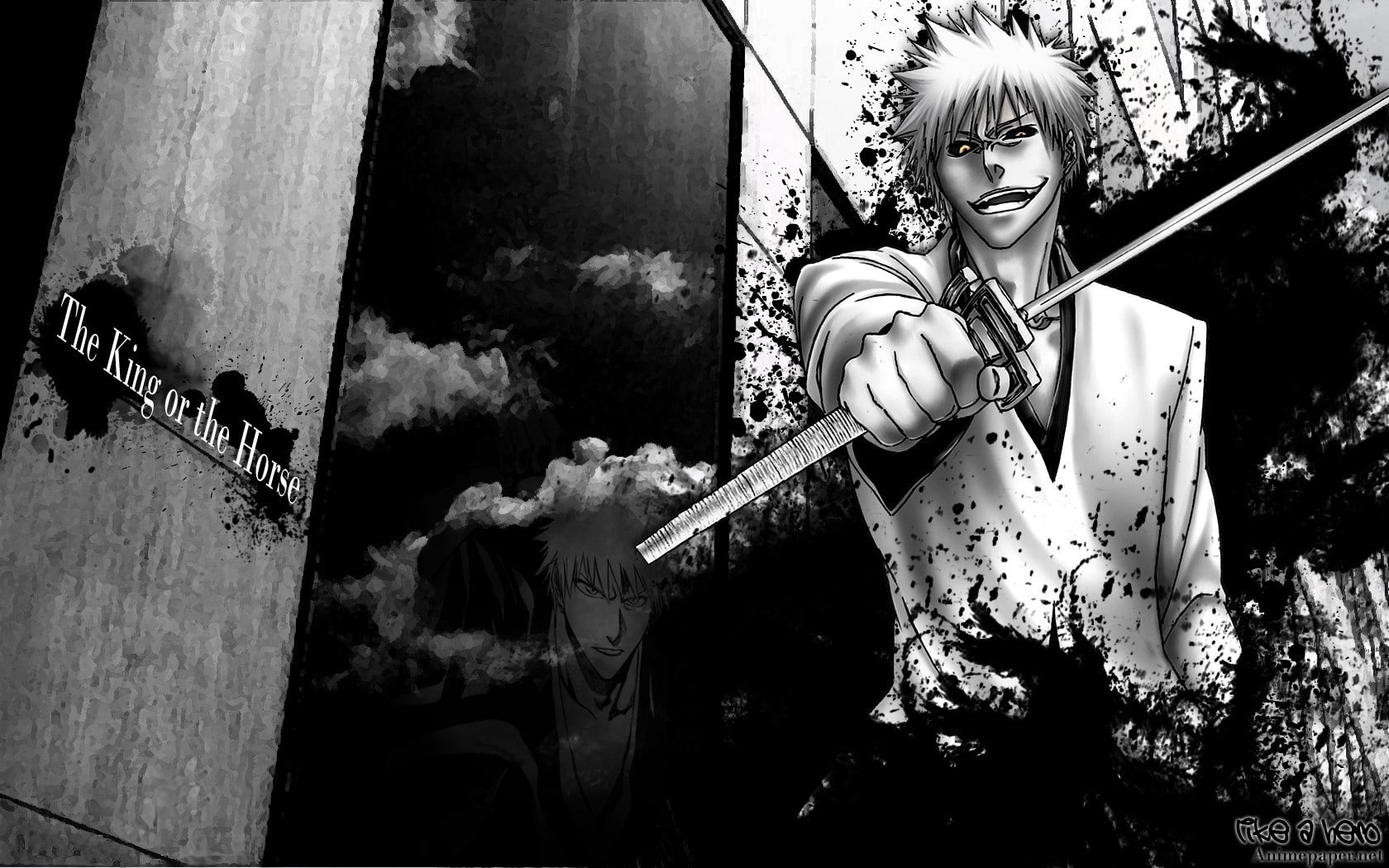 leisure activity, 720P, outdoors, standing, real people, looking at camera, plant, monochrome, glasses, Kurosaki Ichigo, holding, women, paint splatter, HD Wallpaper