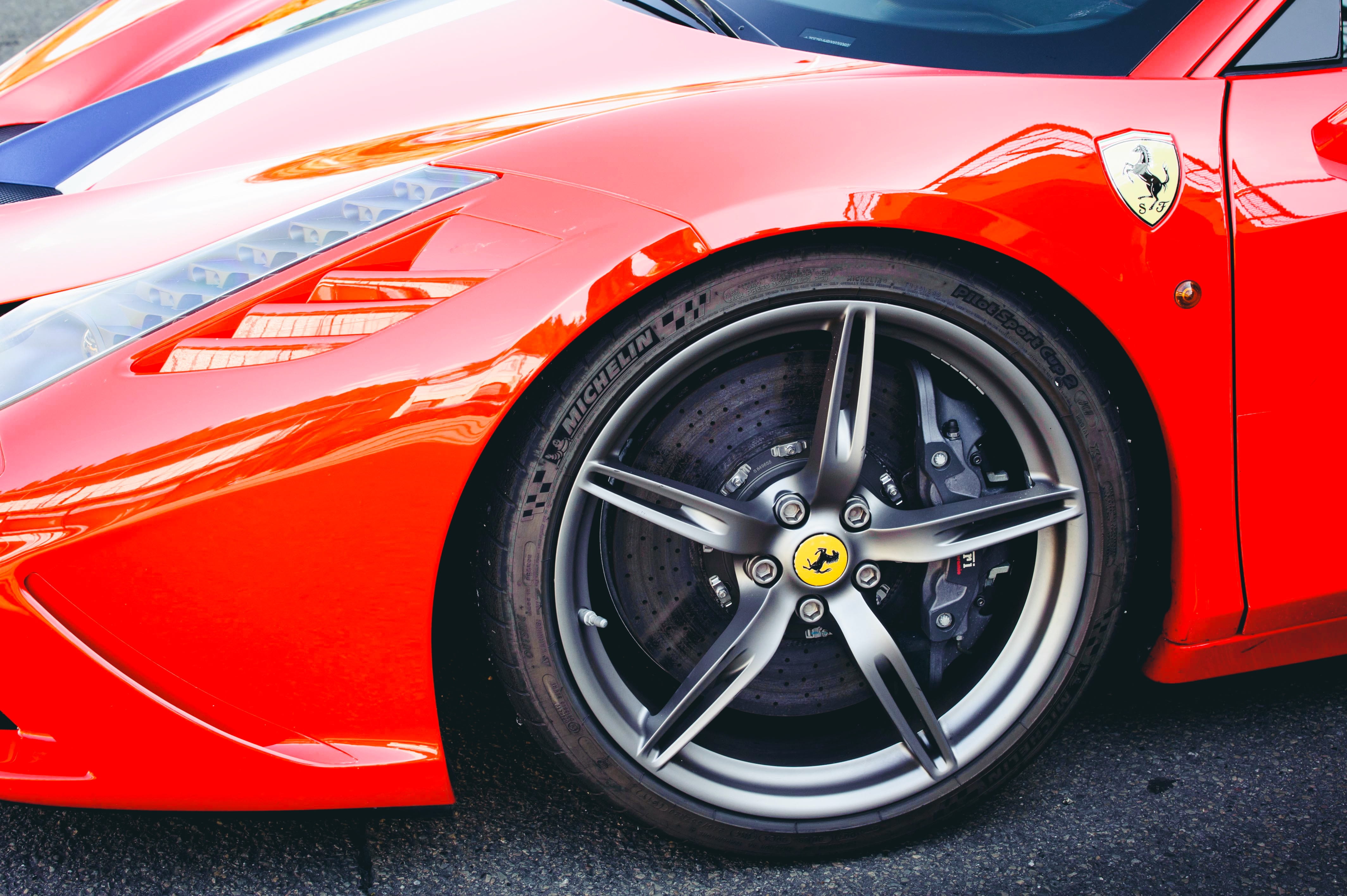 motor vehicle, sport, wealth, 4K, red, car, transportation, luxury, stavelot, orange color, tire, outdoors, speed, shiny, day, wheel, street, circuit de spa-francorchamps, HD Wallpaper