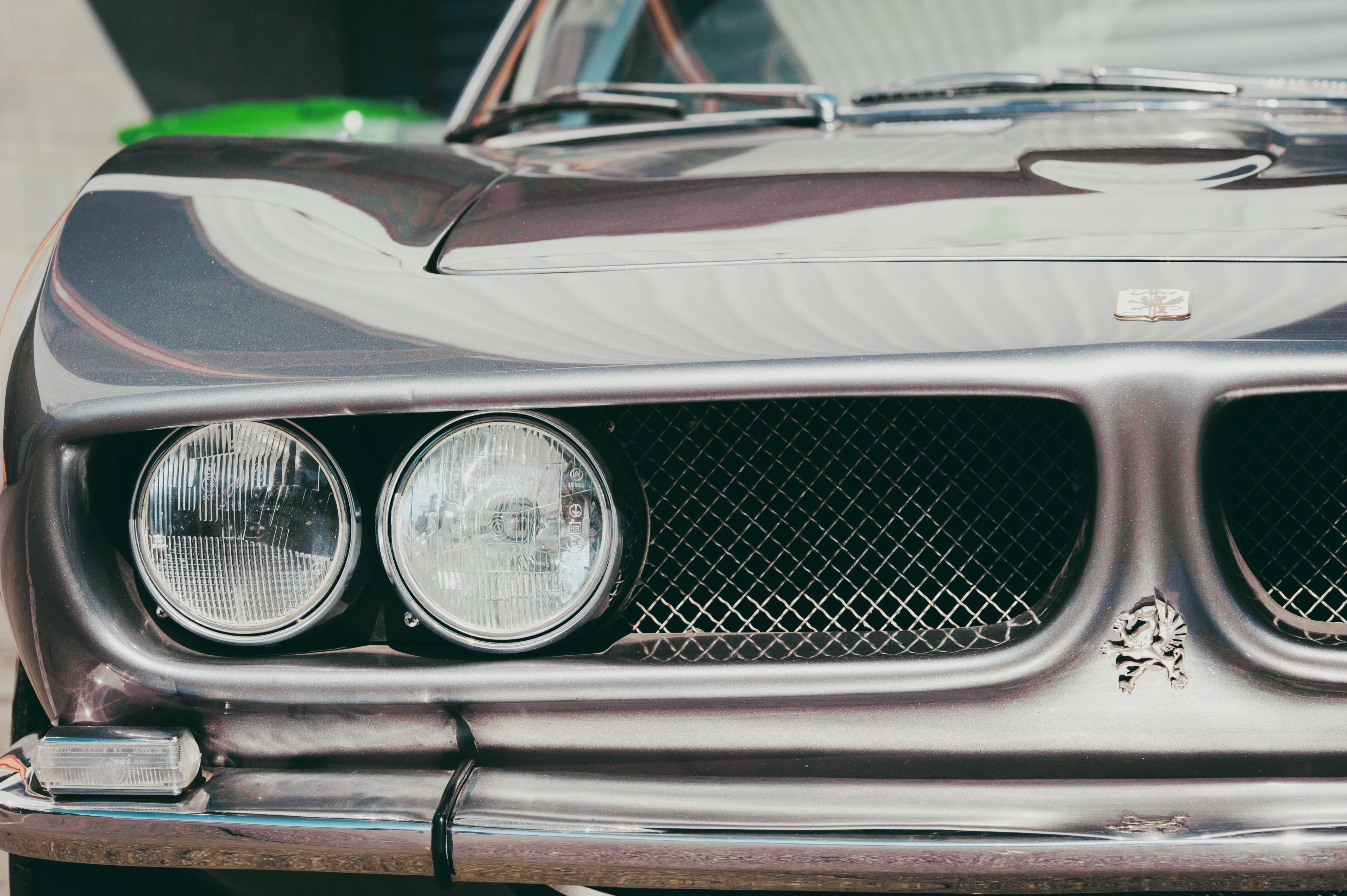 windshield, lighting equipment, vintage car, speed, grey, mode of transportation, glass - material, motor vehicle, grid, retro styled, reflection, 4K, HD Wallpaper