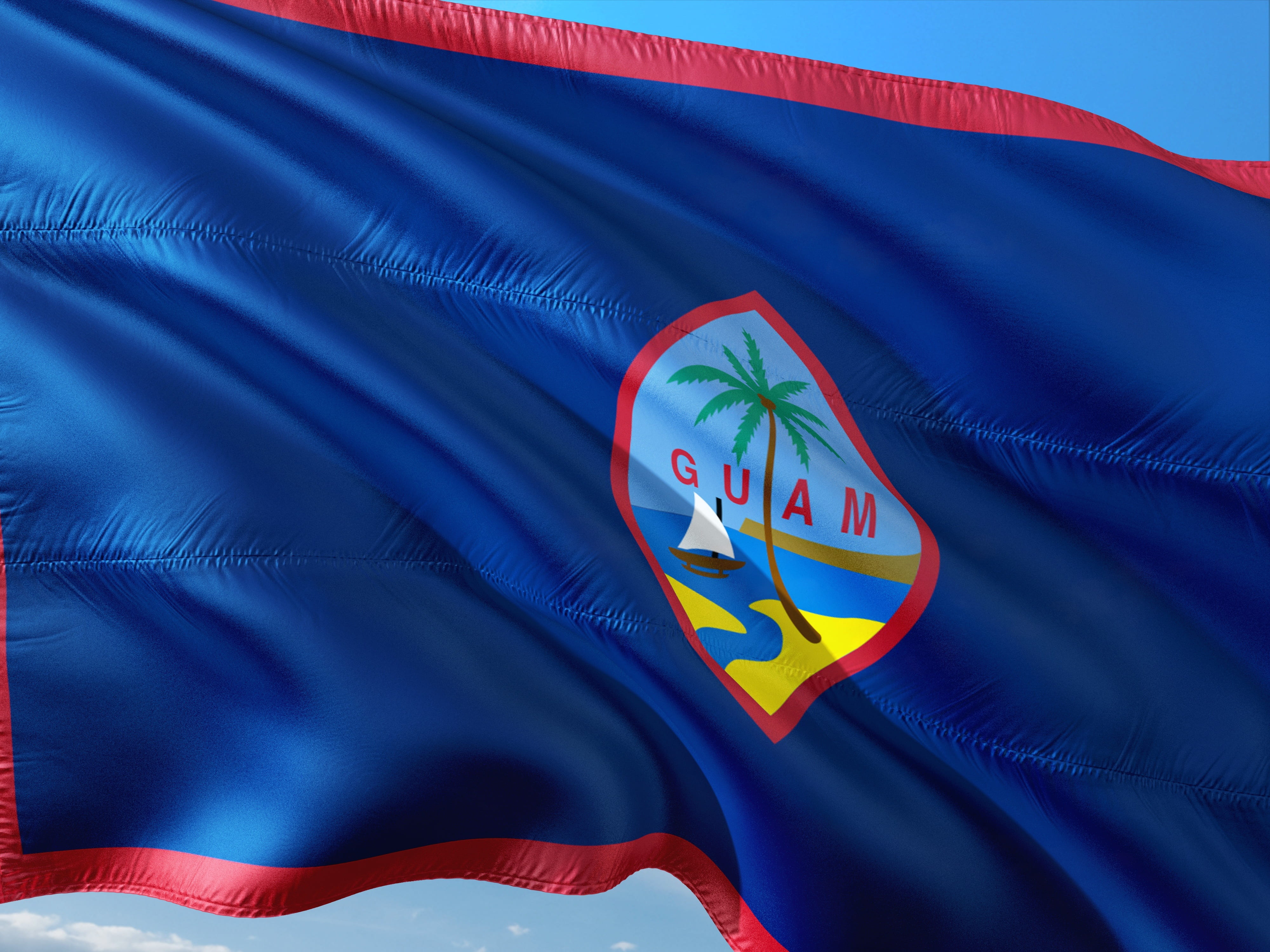 textile, marianas archipelago, flag, nature, symbol, red, no people, blue, patriotism, close-up, 4K, pride, day, guam, wind, waving, western pacific-ocean, HD Wallpaper