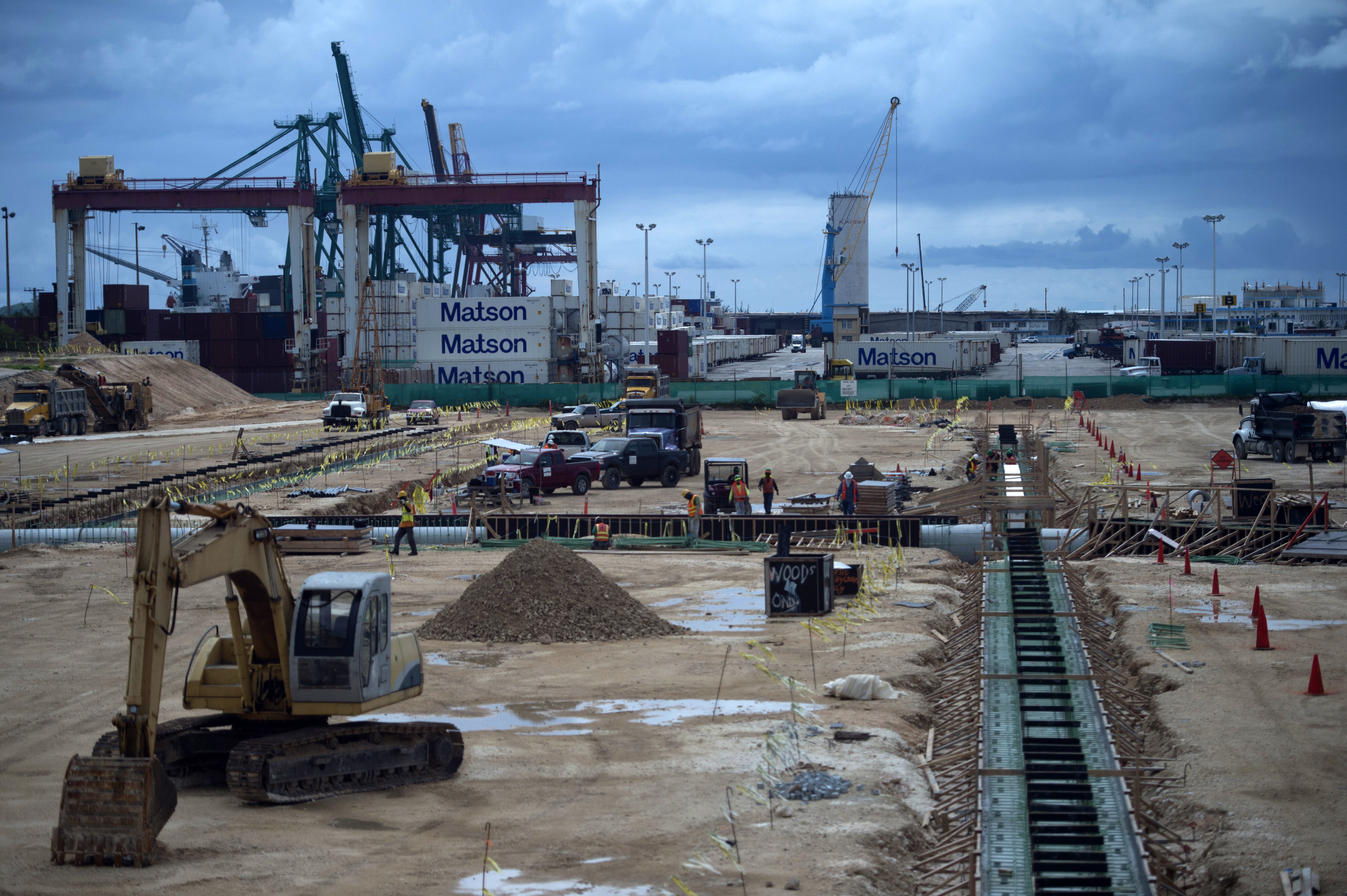 DoD, industry, pier, nature, transportation, development, outdoors, site, sky, harbor, architecture, Guam, built Structure, clouds, construction Machinery, HD Wallpaper