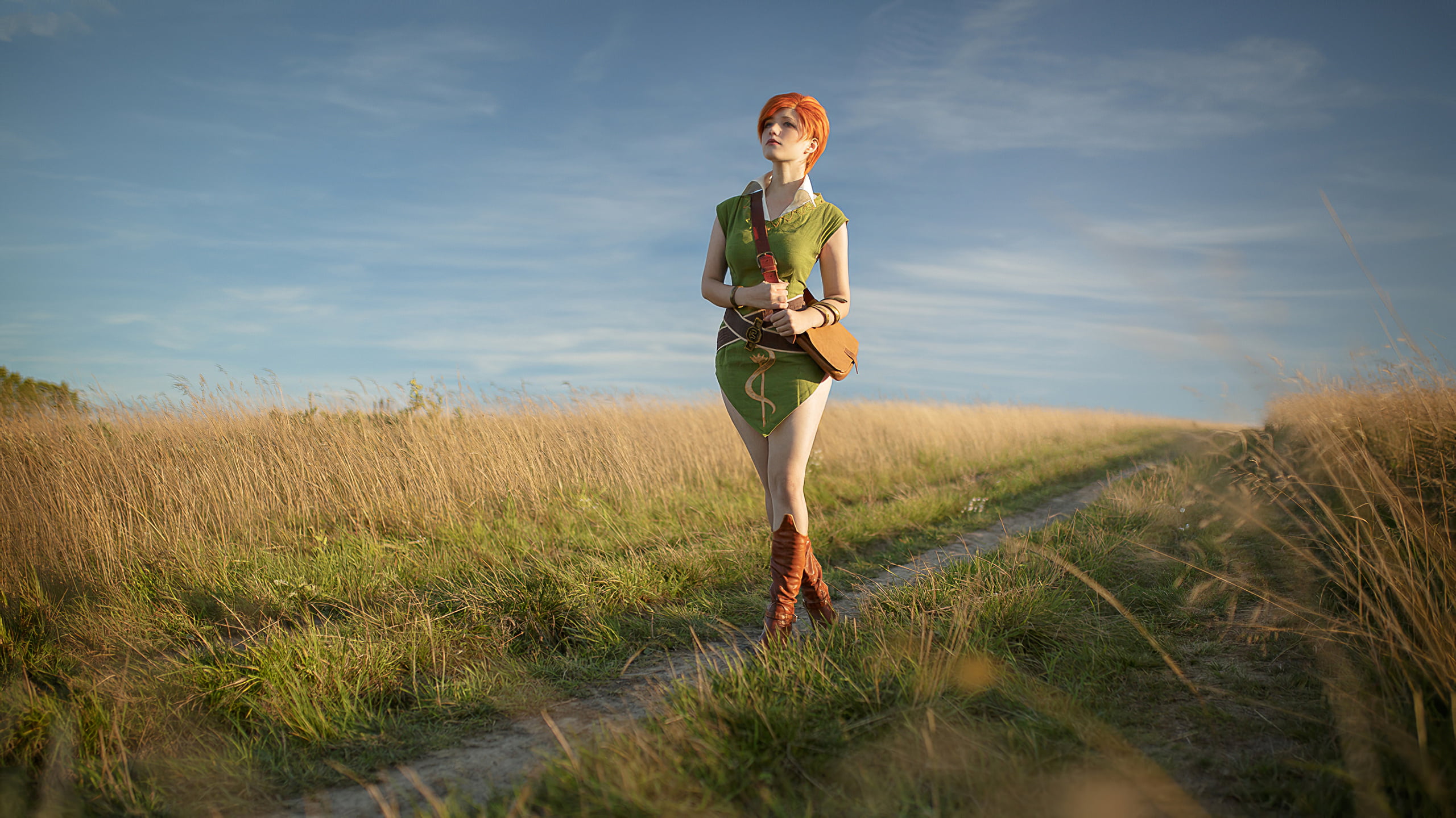 video games, nature, daylight, walking, field, Shani, cosplay, people, 2K, The Witcher, HD Wallpaper