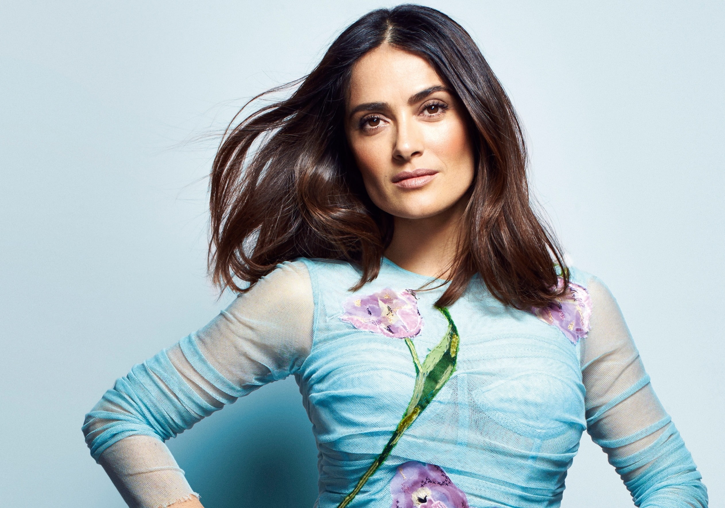 Salma Hayek, portrait, looking at viewer, face, women, 1080P, long hair, celebrity, actress, HD Wallpaper