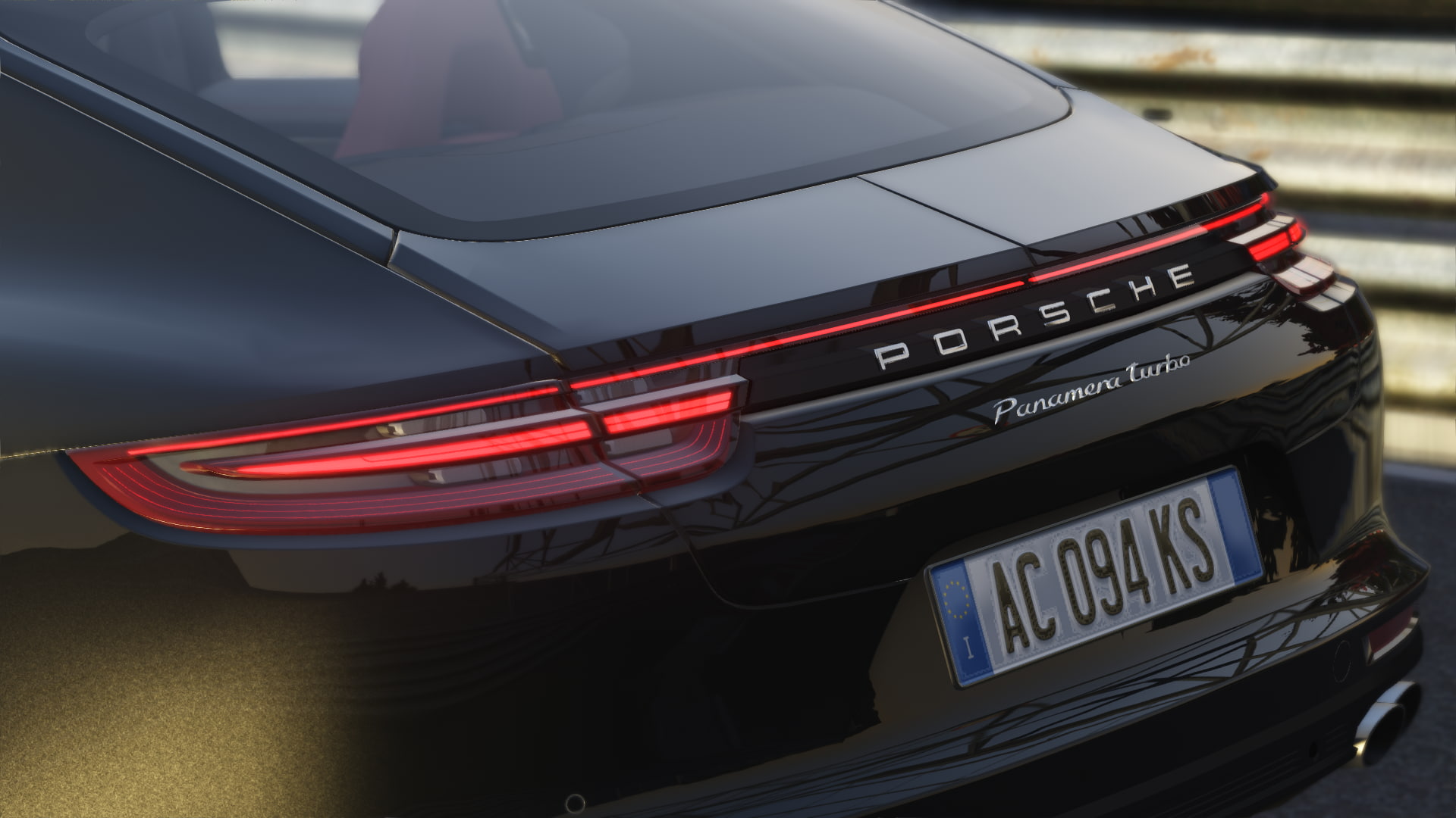 Porsche Panamera, land vehicle, focus on foreground, tire, Assetto Corsa, day, wheel, 1080P, communication, outdoors, motor vehicle, no people, mode of transportation, HD Wallpaper