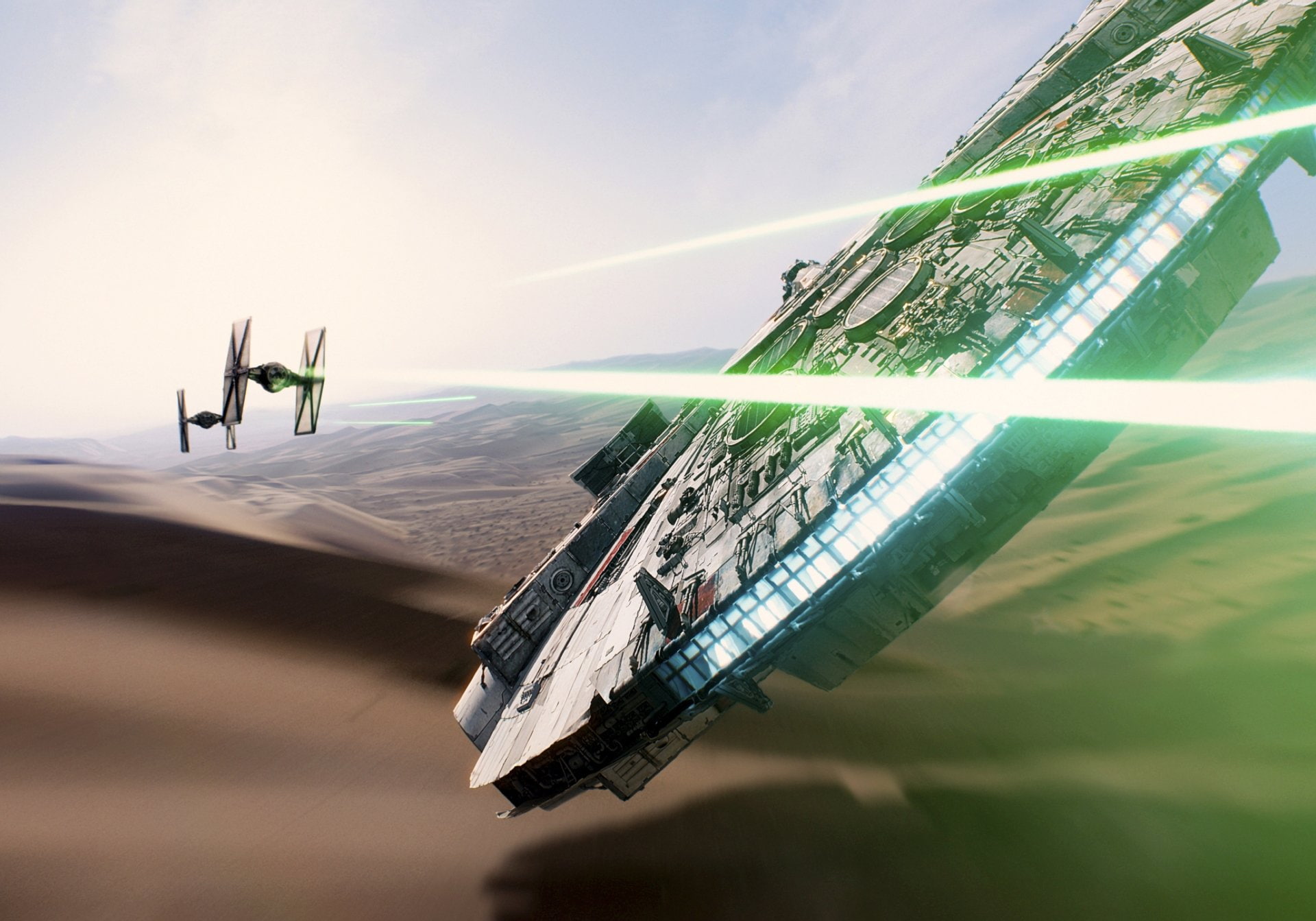Millennium Falcon, blue, sea, water, airplane, sunlight, air Vehicle, travel, technology, 1080P, color Image, Star Wars Episode VII: The Force Awakens, HD Wallpaper