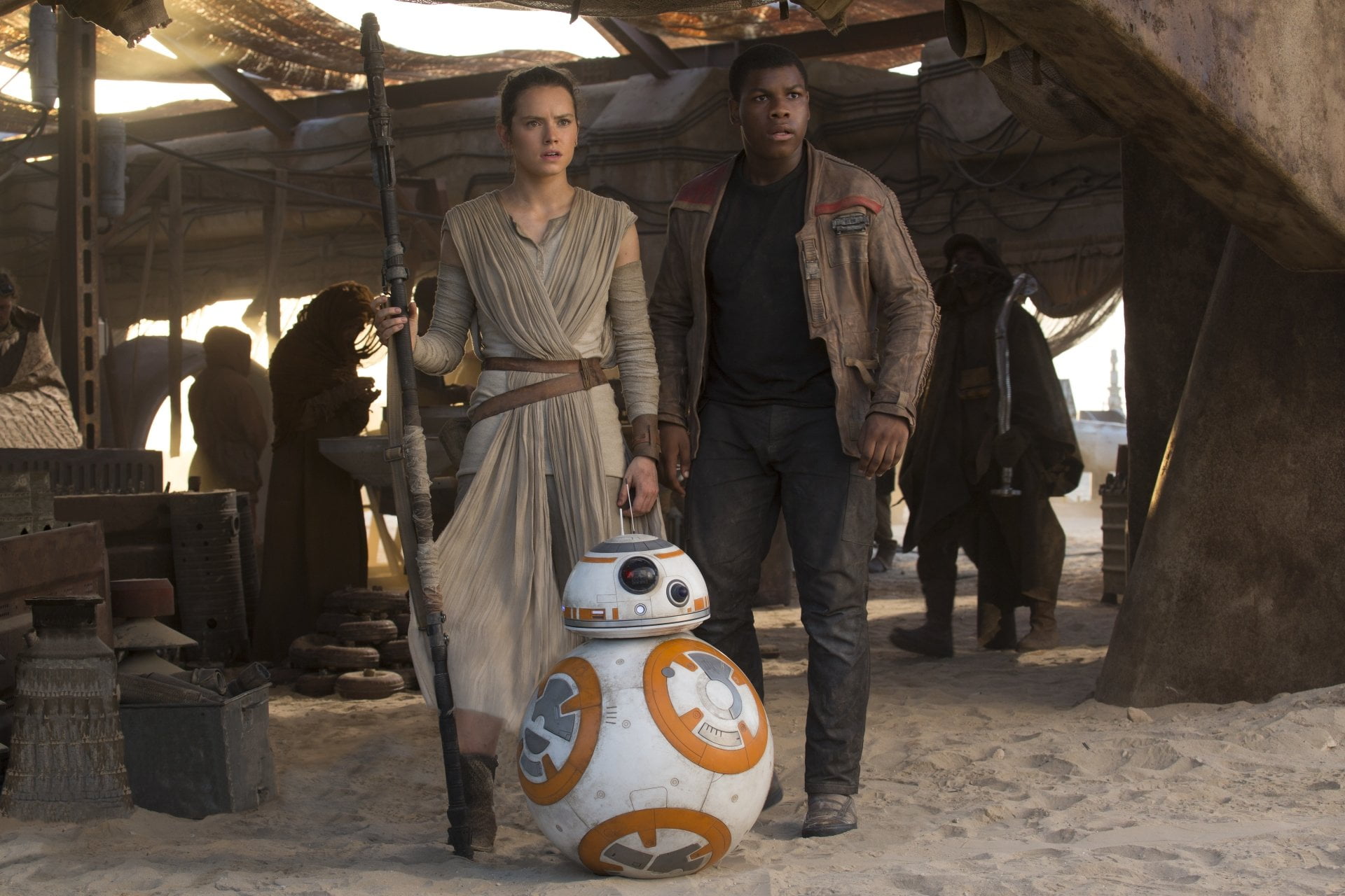 market, males, looking at camera, retail display, men, retail, Daisy Ridley, full length, people, 1080P, Rey (Star Wars), John Boyega, day, young men, HD Wallpaper