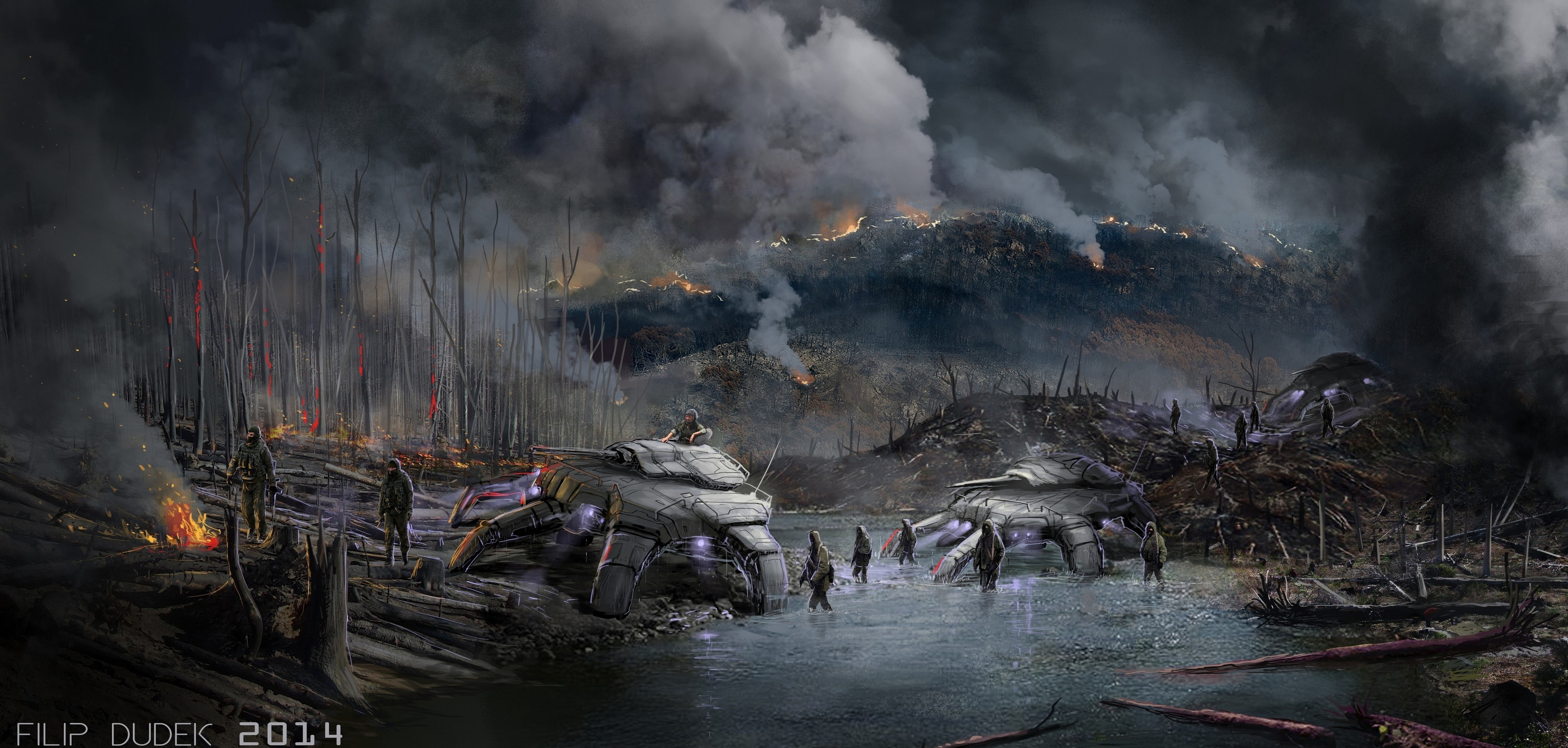 pollution, land, burnt, 4K, tree, geology, water, outdoors, mountain, no people, nature, place of worship, artwork, architecture, science fiction, war, HD Wallpaper