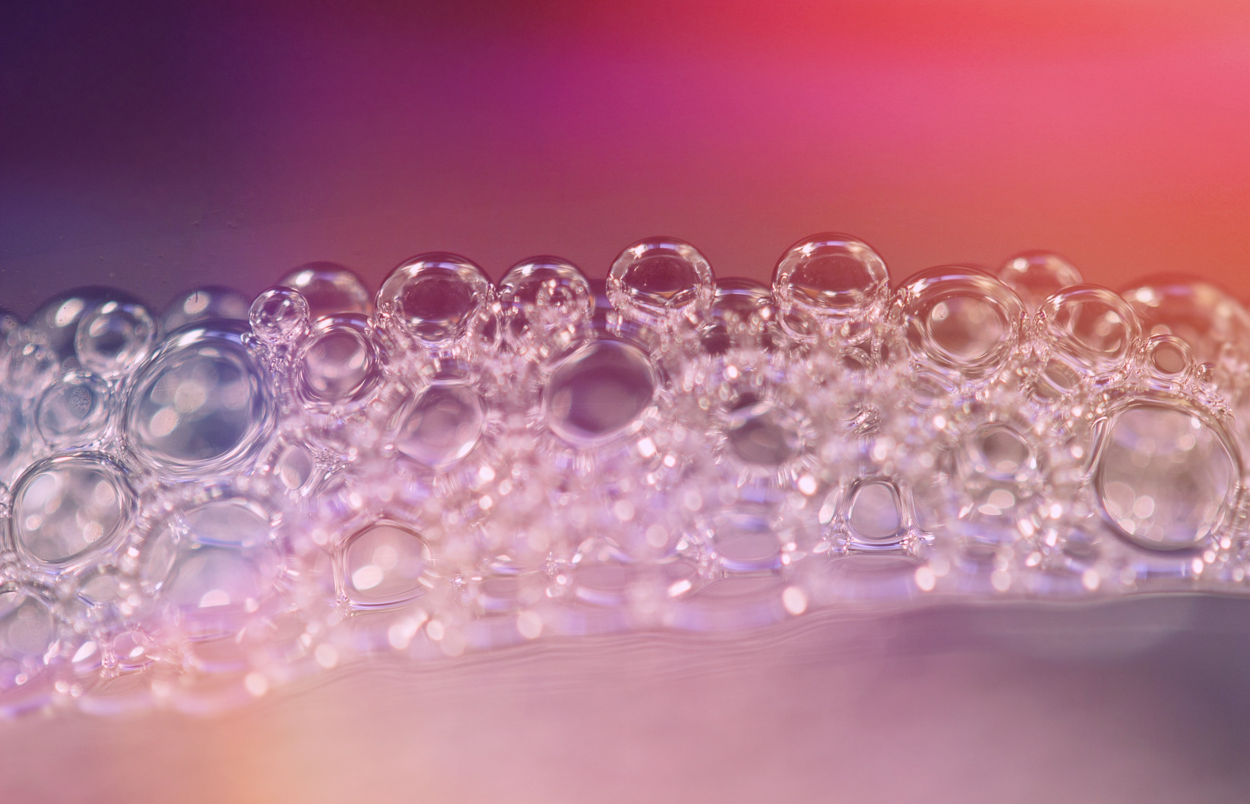 foam, backgrounds, blue, clear, water, bubbles, liquid, colorful, foam bubbles, beads, circle, bright, surface tension, transparent, close-up, drop of water, HD Wallpaper