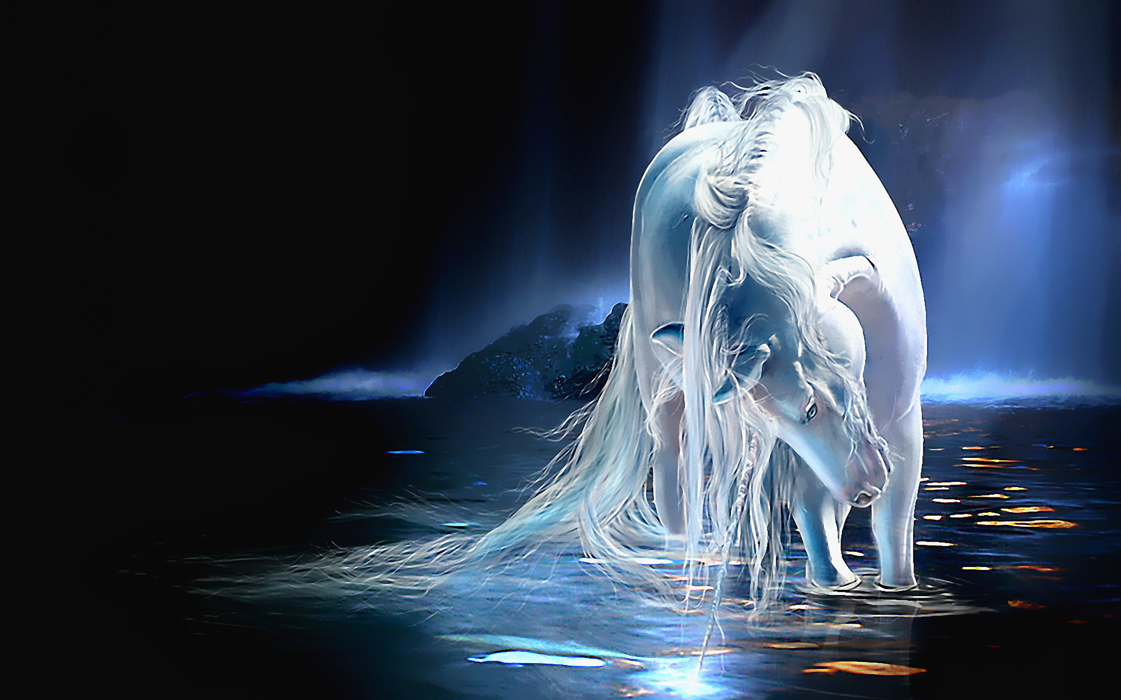 computer, phone, young adult, water, white, black background, 4K, unicorn, digital composite, fantasy, motion, ethereal, one person, nature, mobile, long exposure, HD Wallpaper