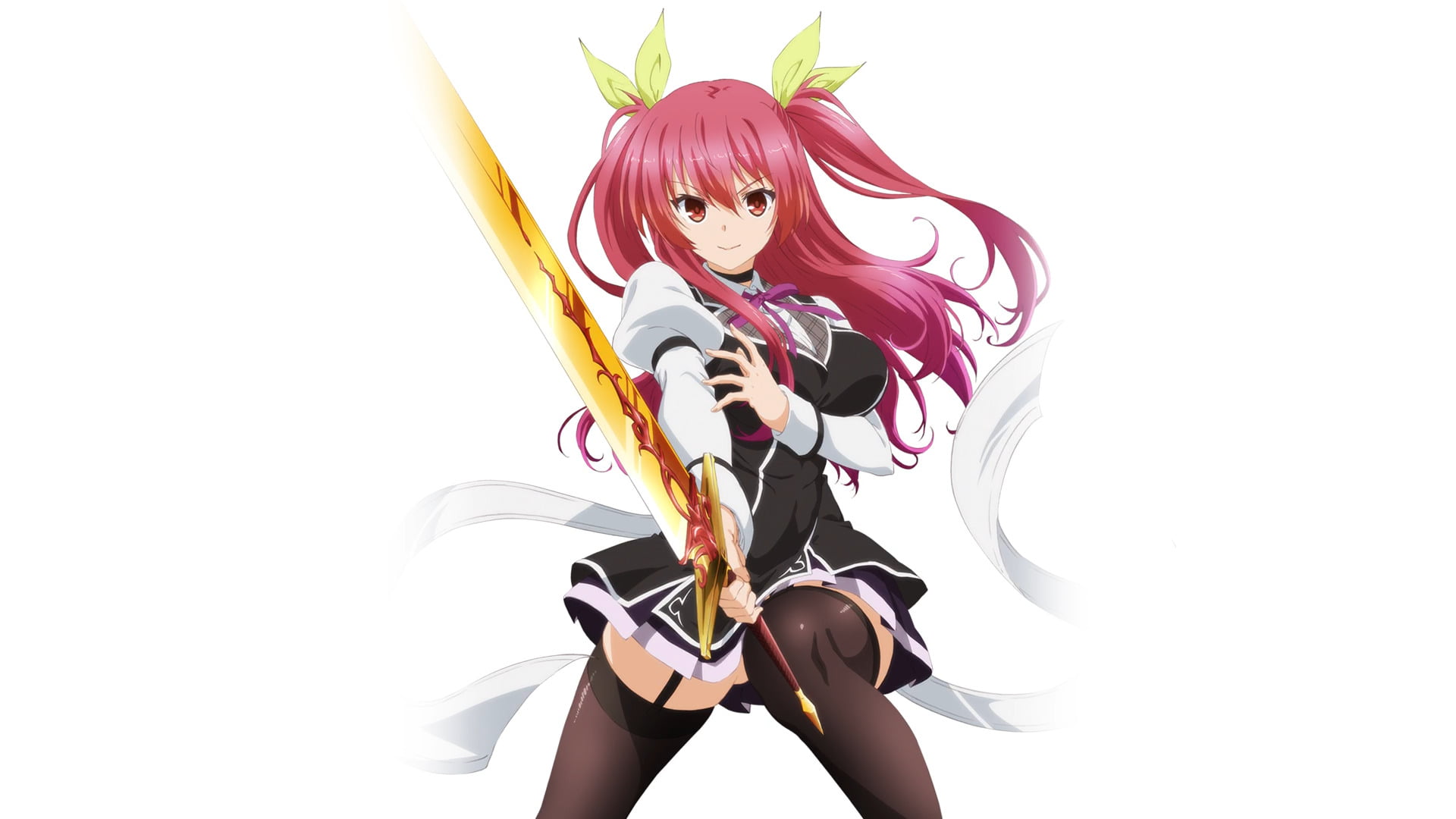 portrait, studio shot, copy space, Girl, Chivalry of a Failed Knight, Rakudai Kishi no Cavalry, Red Eyes, adult, Stella Vermillion, looking at camera, young women, HD Wallpaper