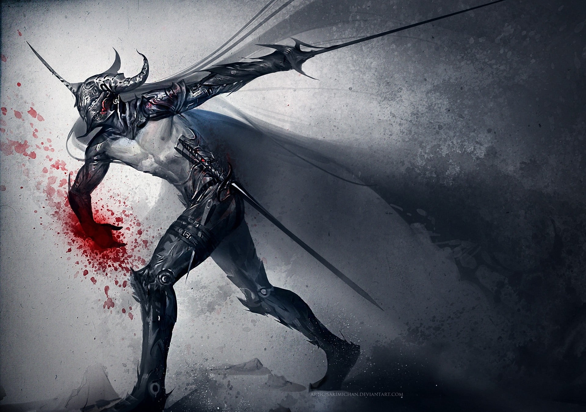 no people, aggression, black color, horror, fantasy art, knight, red, wall - building feature, day, gray, poster, dirt, armor, water, sword, animal wildlife, HD Wallpaper