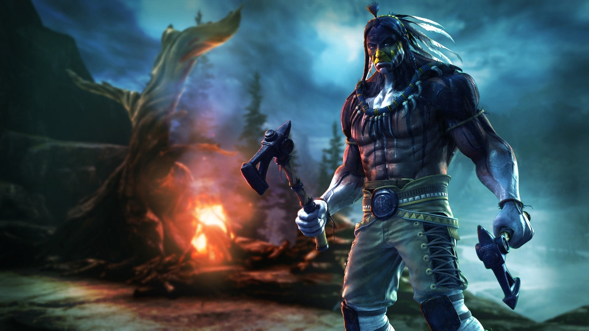 instinct, 1080P, native americans, game, killer instinct, axes, american, video, games, video games, character, americans, native, killer, HD Wallpaper