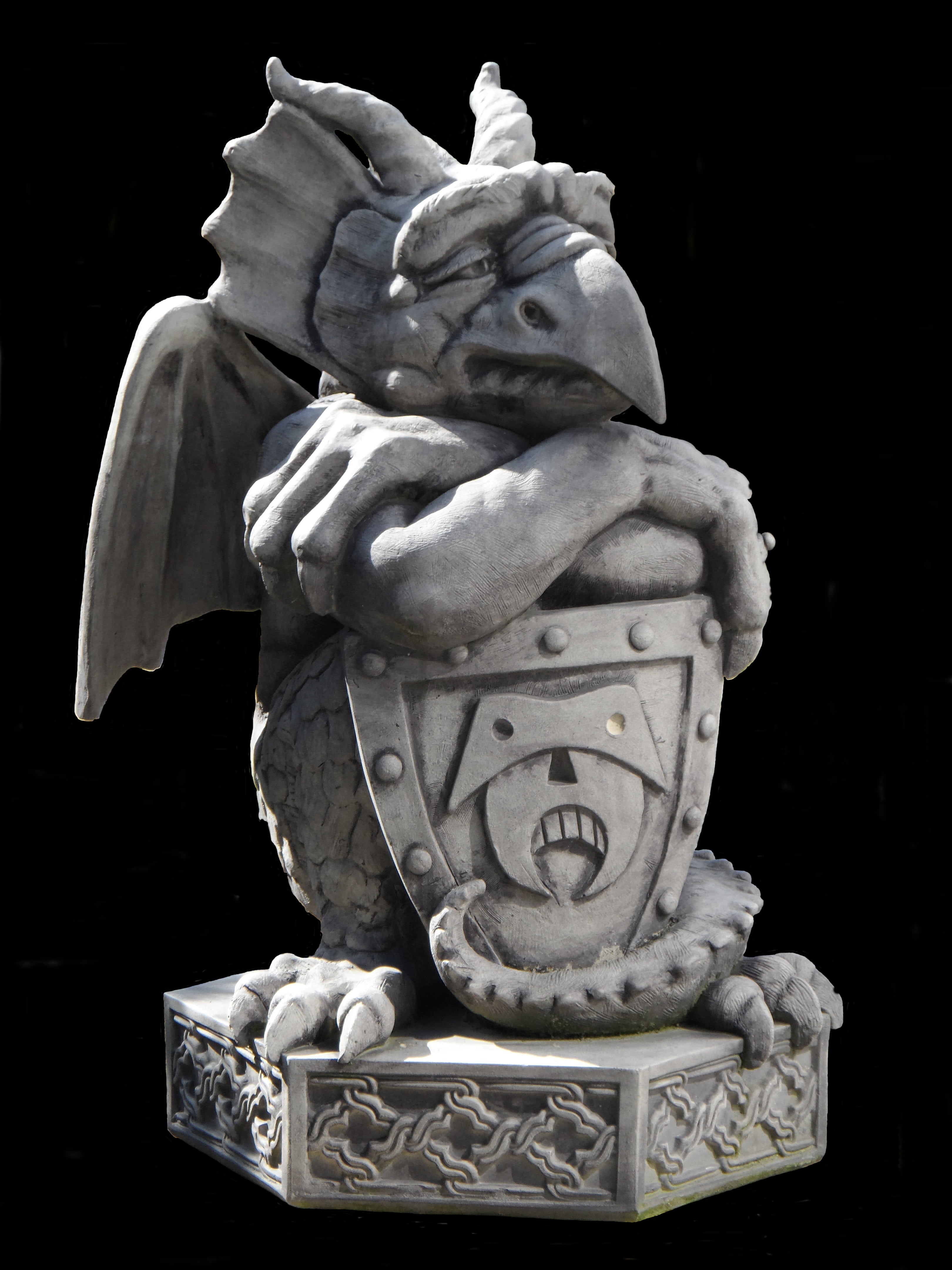 confident, griffin, male likeness, single object, studio shot, sage, garden ornament, gargoyle, isolated, stone material, outside art, creativity, architecture, Phone HD Wallpaper