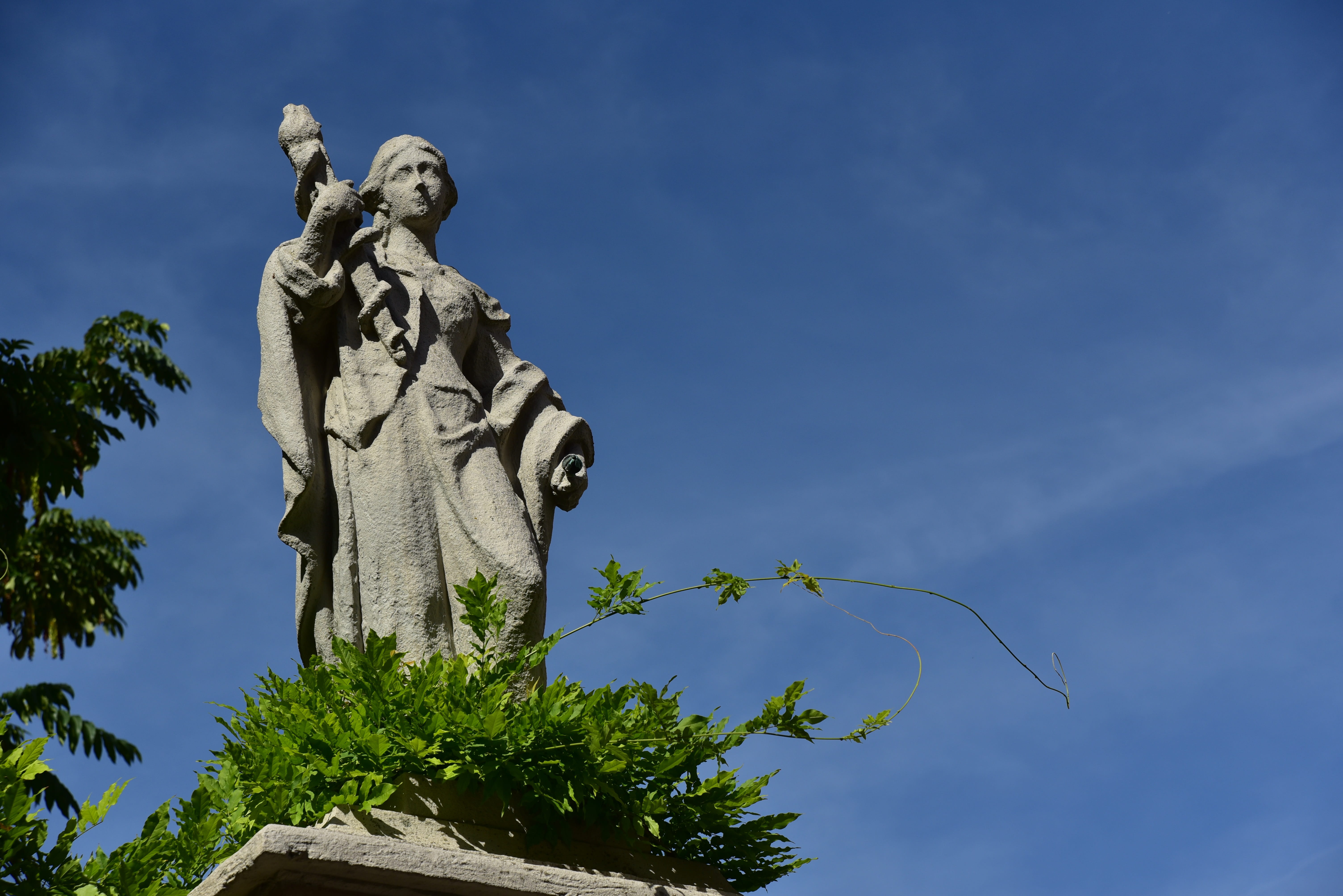 female likeness, stone figure, woman, creativity, memorial, plant, female, pretty, augsburg, no people, sky, weathered, courtyard garden, stone, figure, HD Wallpaper