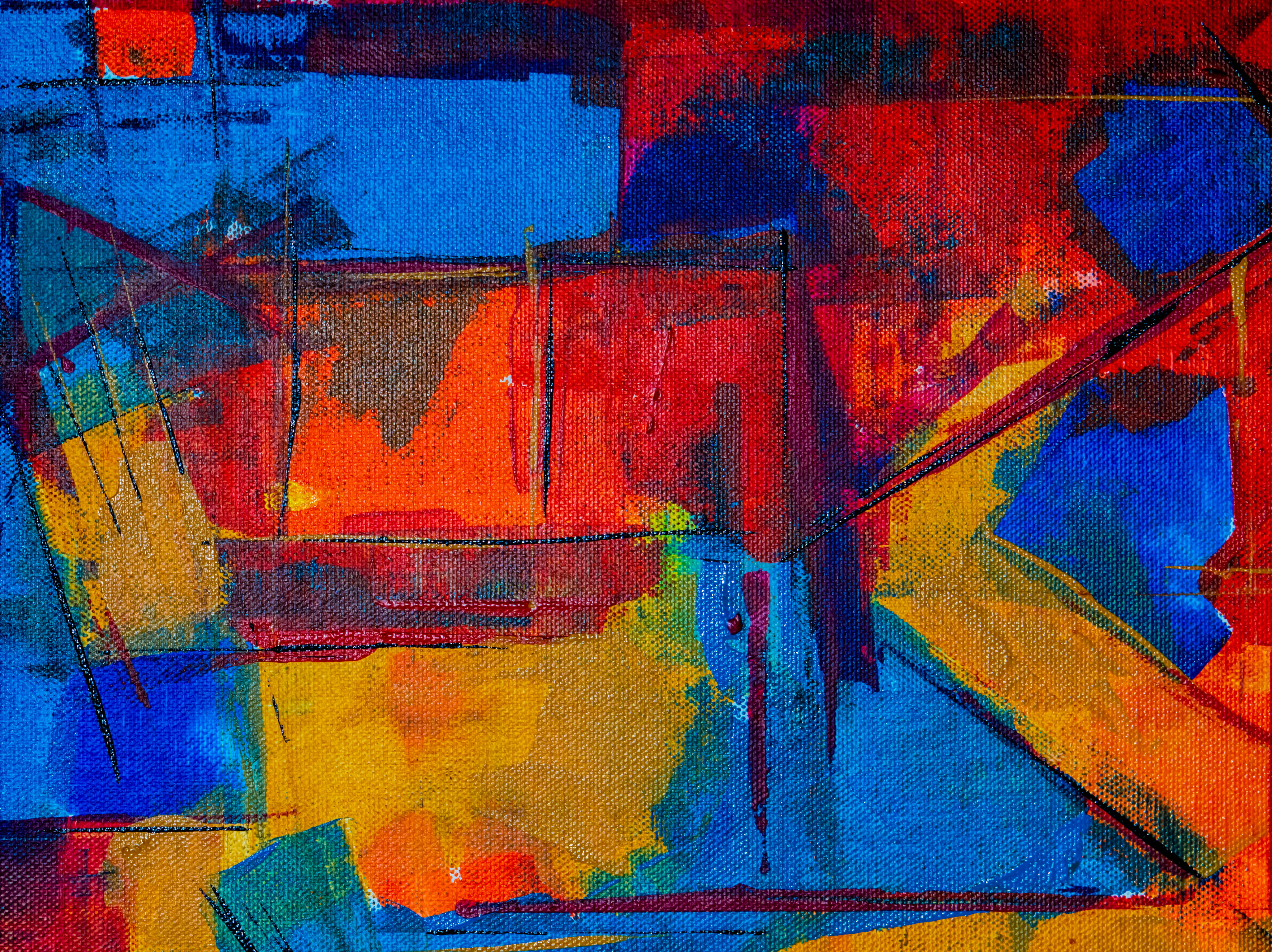 expressionism, 4K, backgrounds, painting, ornament, no people, art and craft, art, wall - building feature, abstract, oil painting, red, tapestry, acrylic paint, HD Wallpaper