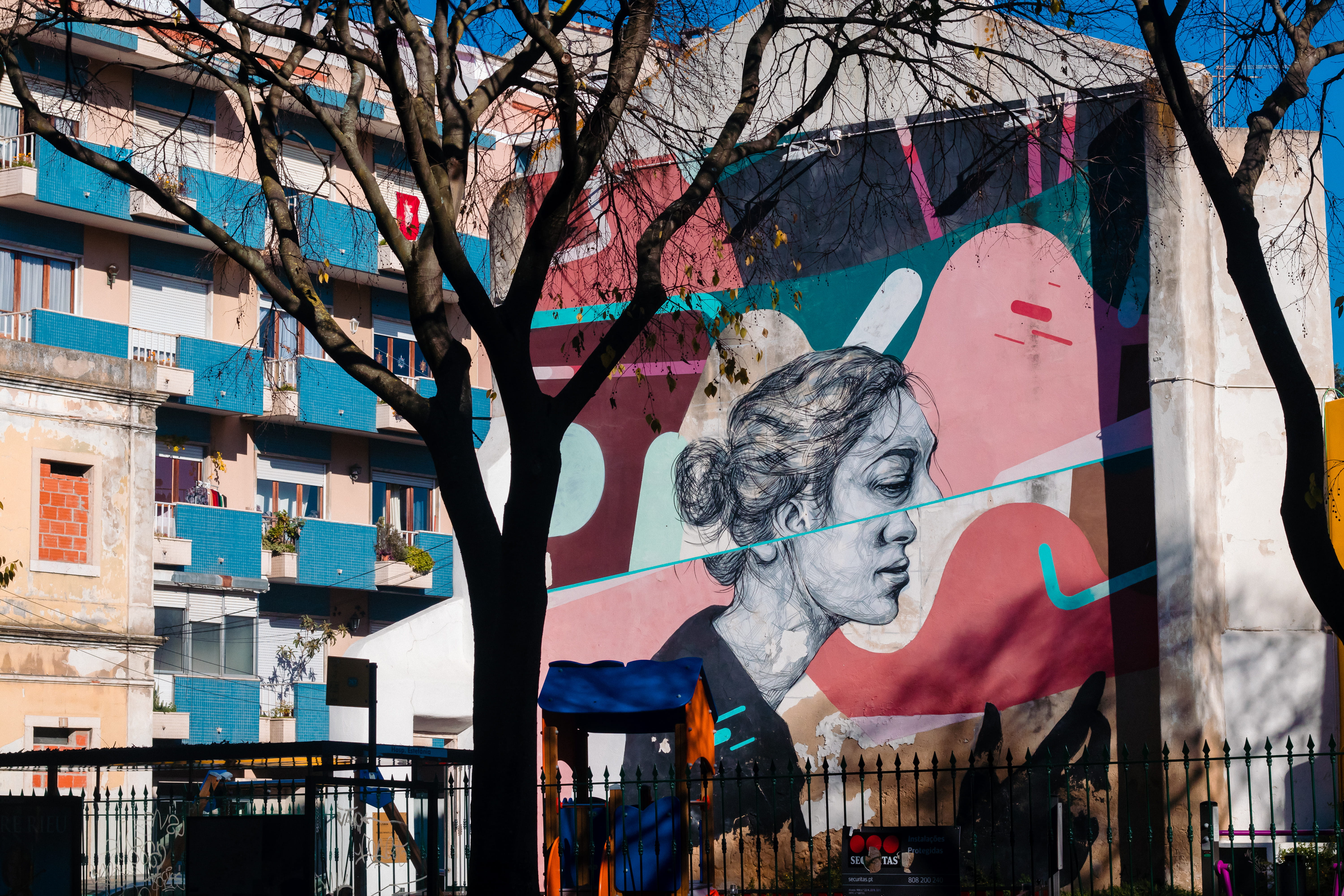 building, quince, near, 5K, wall - building feature, handrail, art and craft, portugal, plant, tree, banister, male likeness, mural, built structure, painted, HD Wallpaper