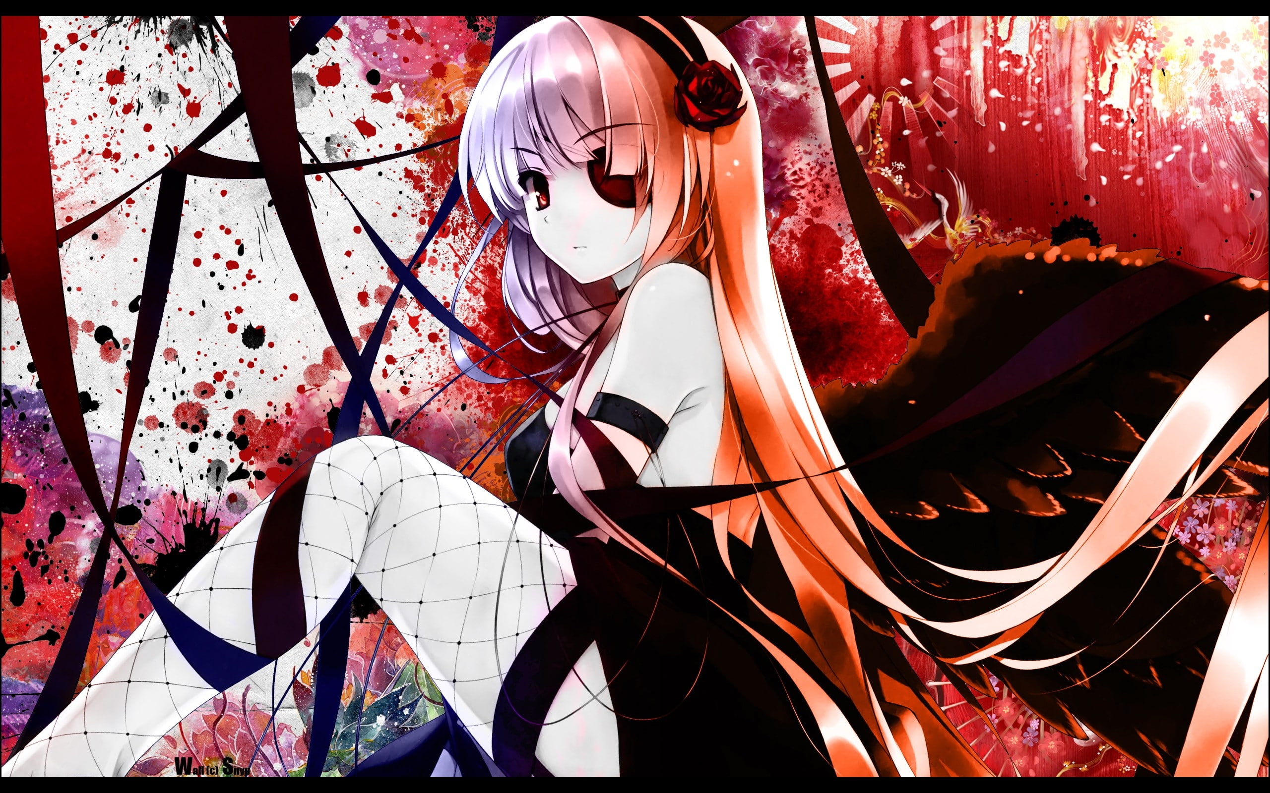 redheads, x, girls, stockings, hot, wings, hd, beds, art, anime, 2K, HD Wallpaper