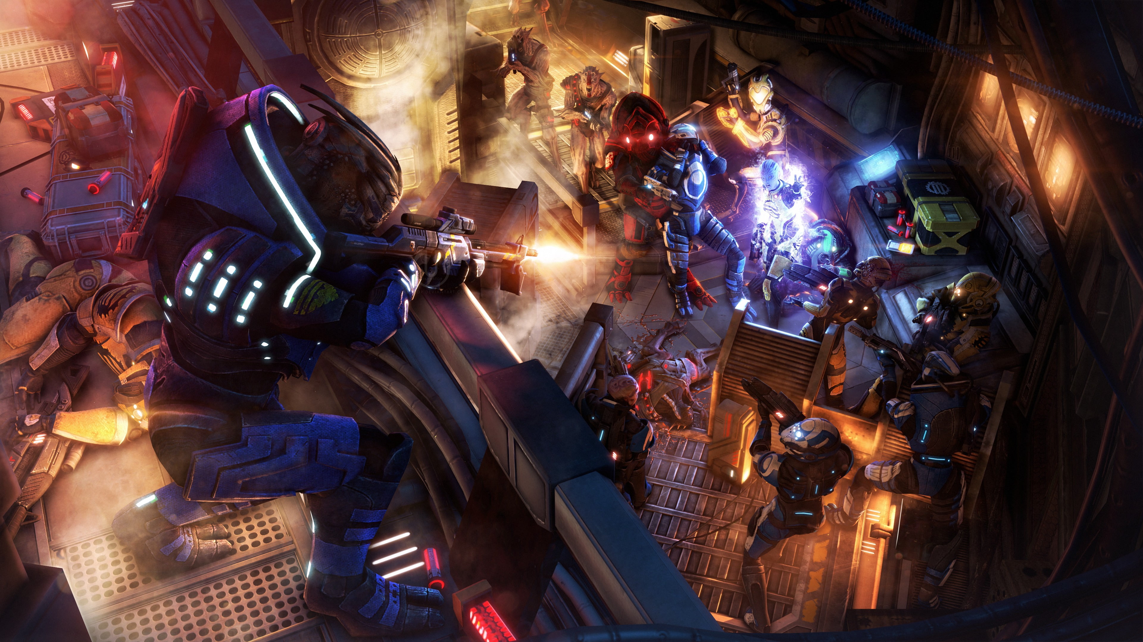 The Eclipse, motion, indoors, garrus vakarian, nightlife, technology, 4K, blue suns, blurred motion, Archangel, krogan, light - natural phenomenon, blood pack, HD Wallpaper