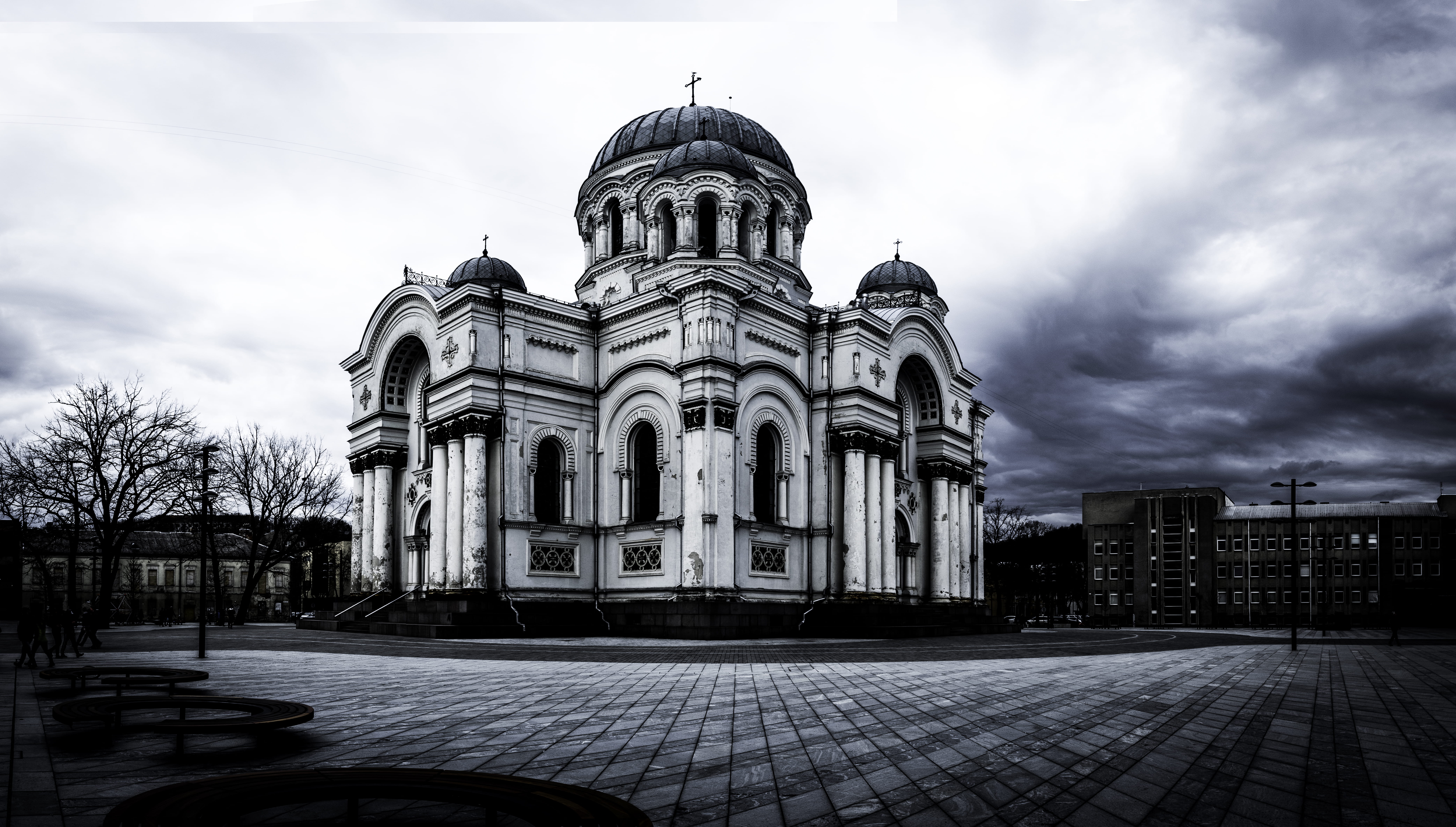 st. michael the archangels church, 8K, kaunas, facade, day, dome, belief, spirituality, place of worship, cloud - sky, europe, church, travel, religion, HD Wallpaper