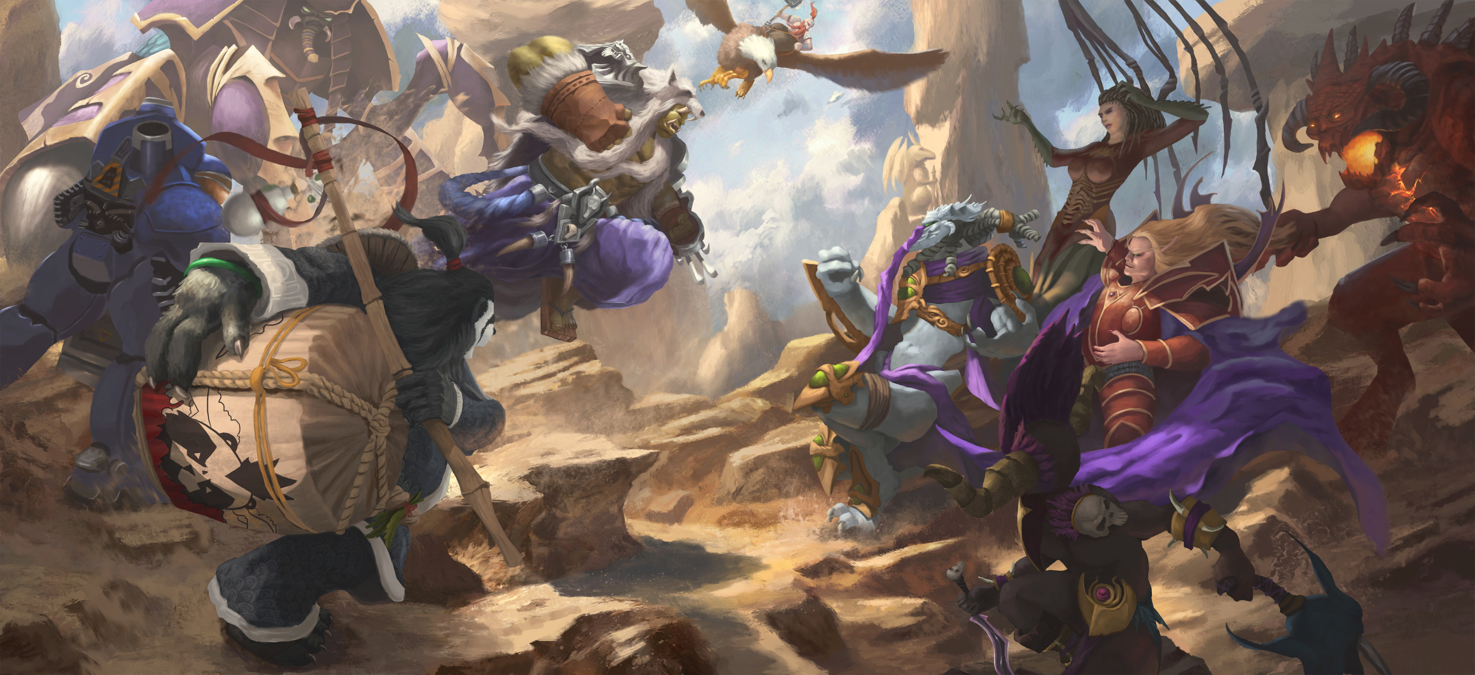 Witch Doctor, Zeratul, Jim Raynor, sarah kerrigan, Rehgar, diablo, starcraft, Warcraft, Falstad, 4K, Kaelthas, Nazeebo, Chen, Heroes of the Storm, Orc, HD Wallpaper