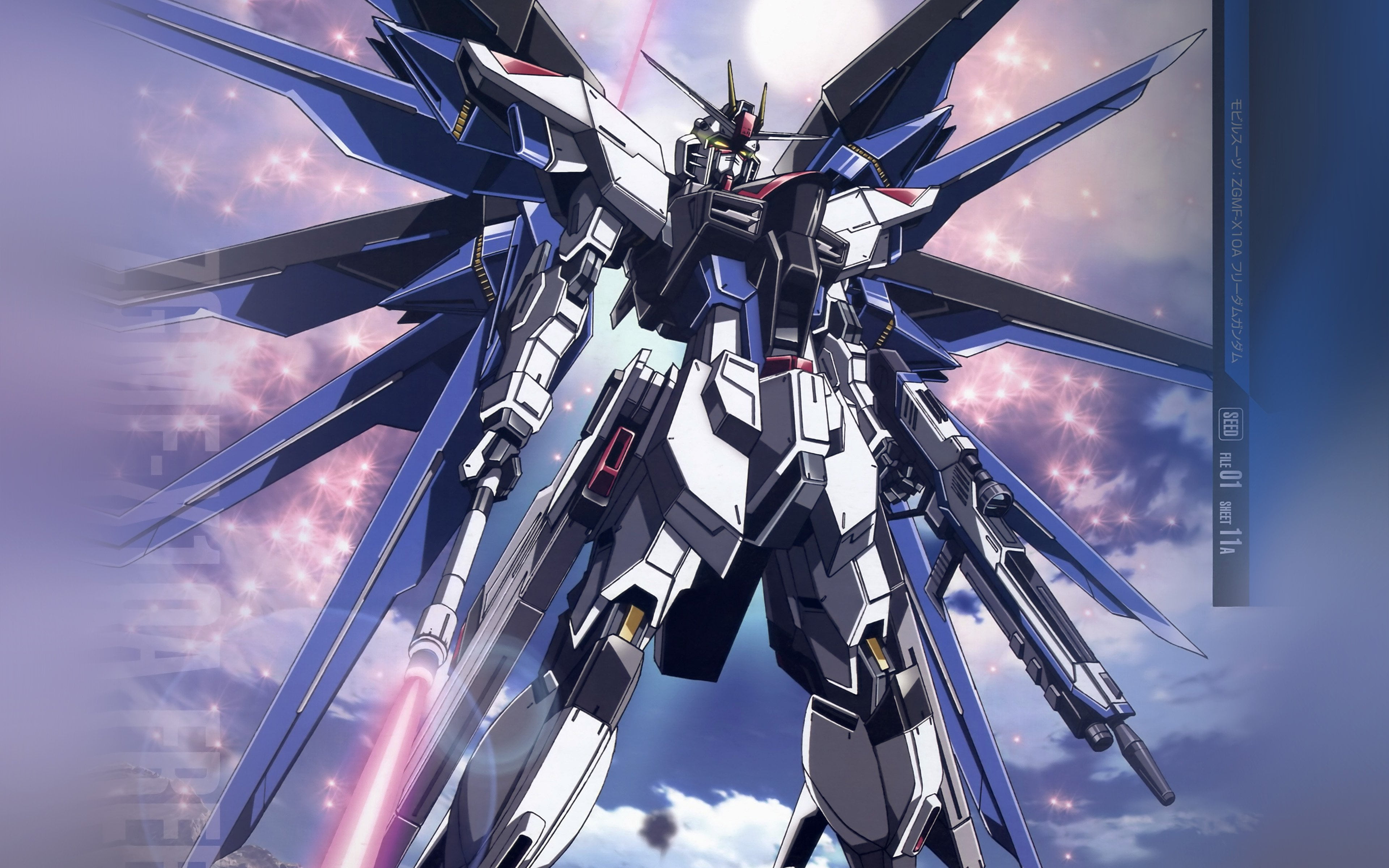 outdoors, sky, lighting equipment, air vehicle, spinning, plane, mode of transportation, nature, gundam, freedom, anime, cloud - sky, day, illustration, HD Wallpaper