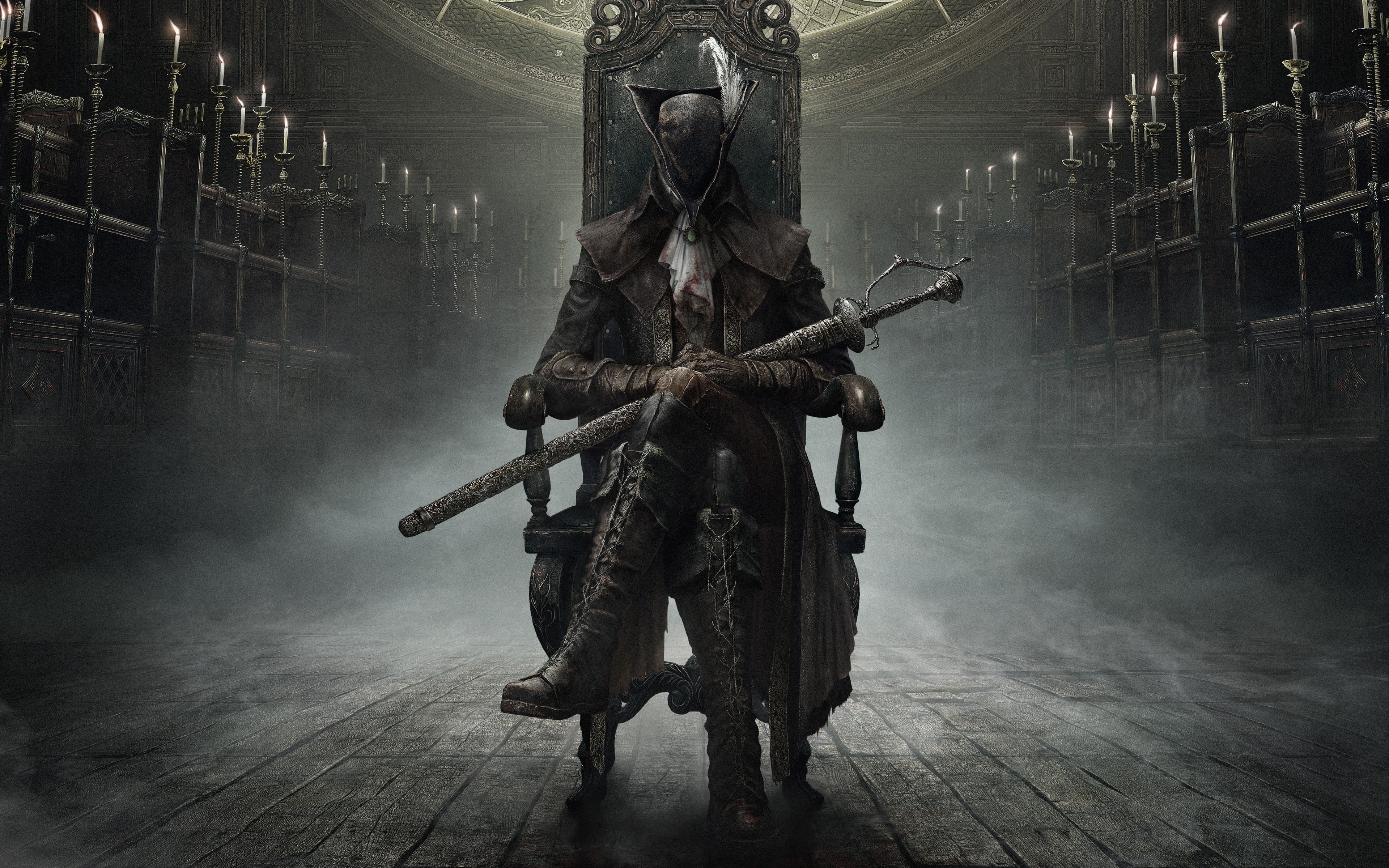 lifestyles, government, indoors, hunters, sculpture, craft, men, weapon, male likeness, old, armor, expansion, knight, digital, Bloodborne, holding, architecture, HD Wallpaper