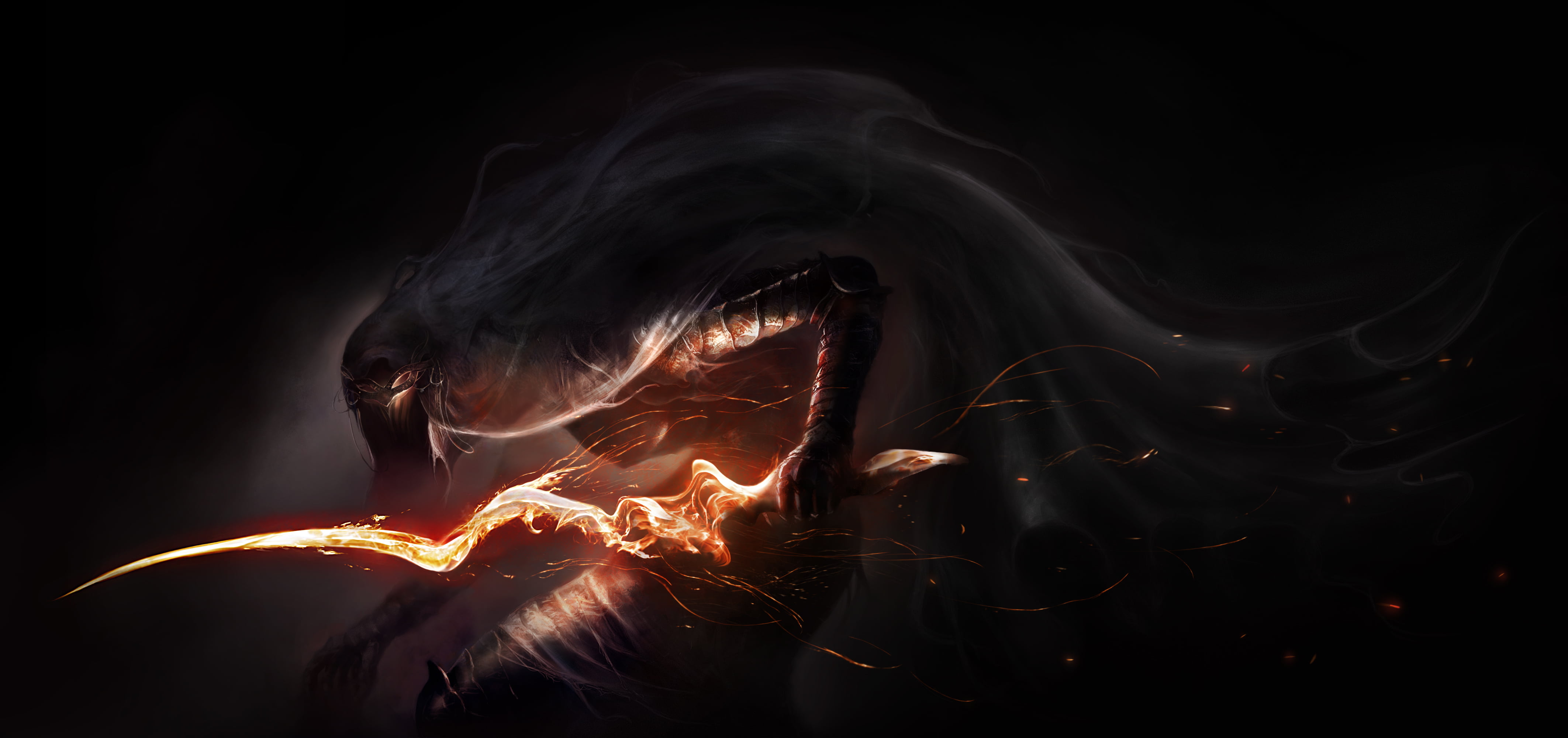 smoke - Physical Structure, danger, igniting, fire, warning sign, red, 4K, glowing, Dark Souls 3, inferno, yellow, campfire, Namco Bandai Games, dark, HD Wallpaper