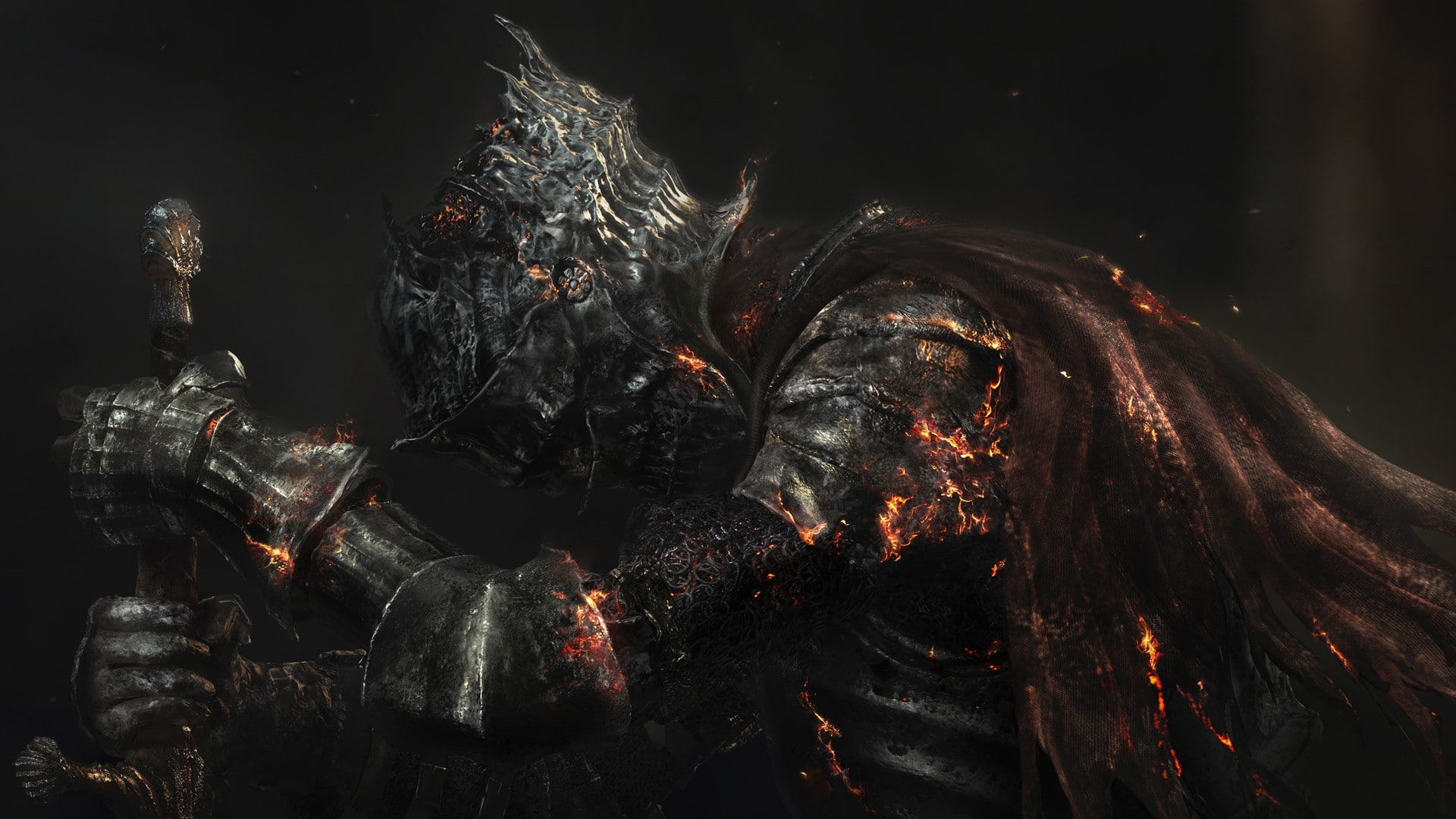close-up, night, Dark Souls III, fire - natural phenomenon, From Software, wood - material, long exposure, 1080P, heat - temperature, no people, glowing, HD Wallpaper