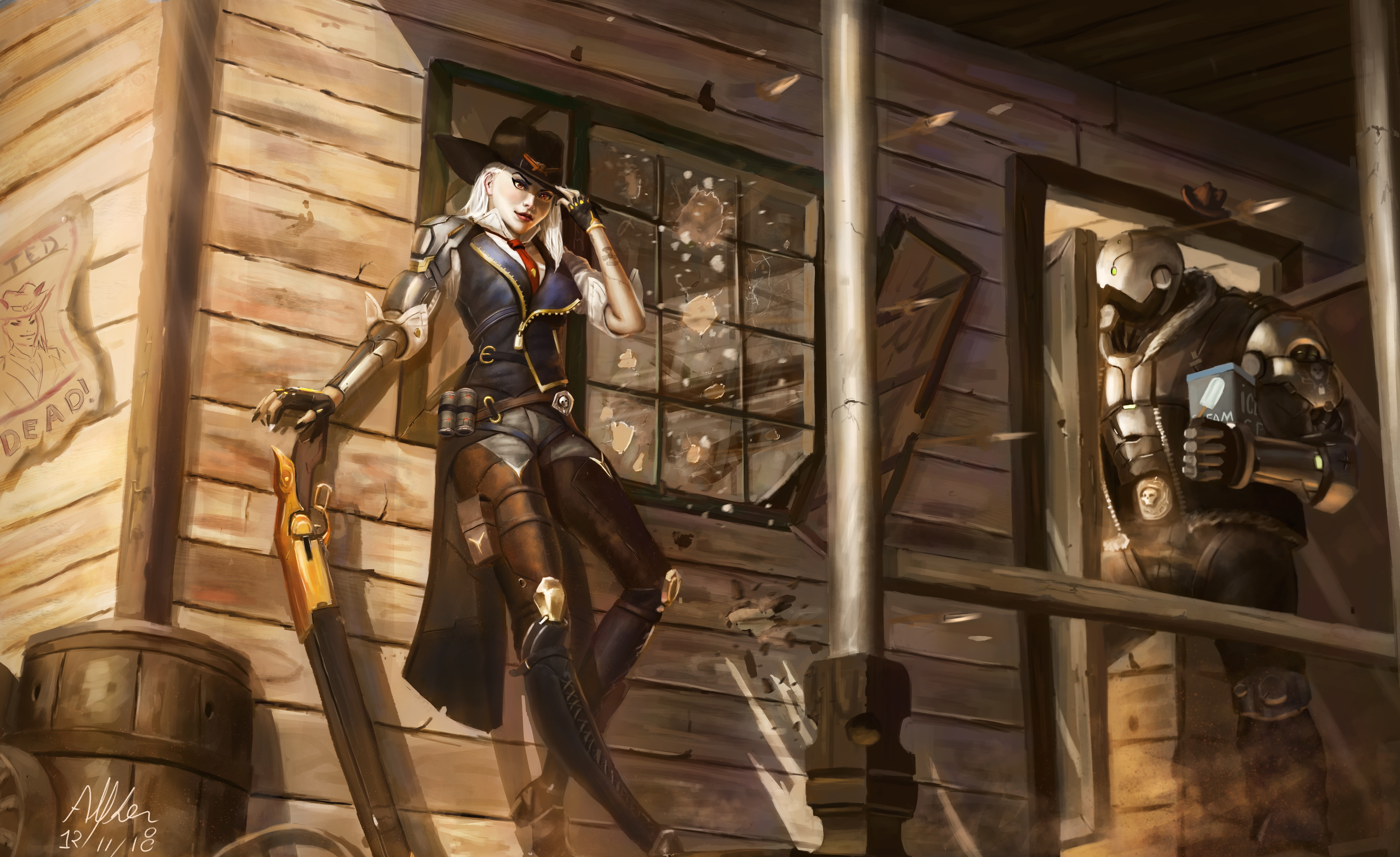 8K, Overwatch, Video Game, Ashe (Overwatch), B.O.B. (Overwatch), HD Wallpaper