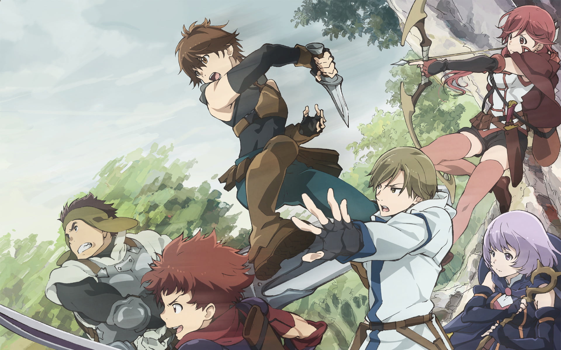 nature, group of people, plant, outdoors, Shihoru (Grimgar of Fantasy and Ash), Yume (Grimgar of Fantasy and Ash), human representation, Haruhiro (Grimgar Of Fantasy And Ash), HD Wallpaper
