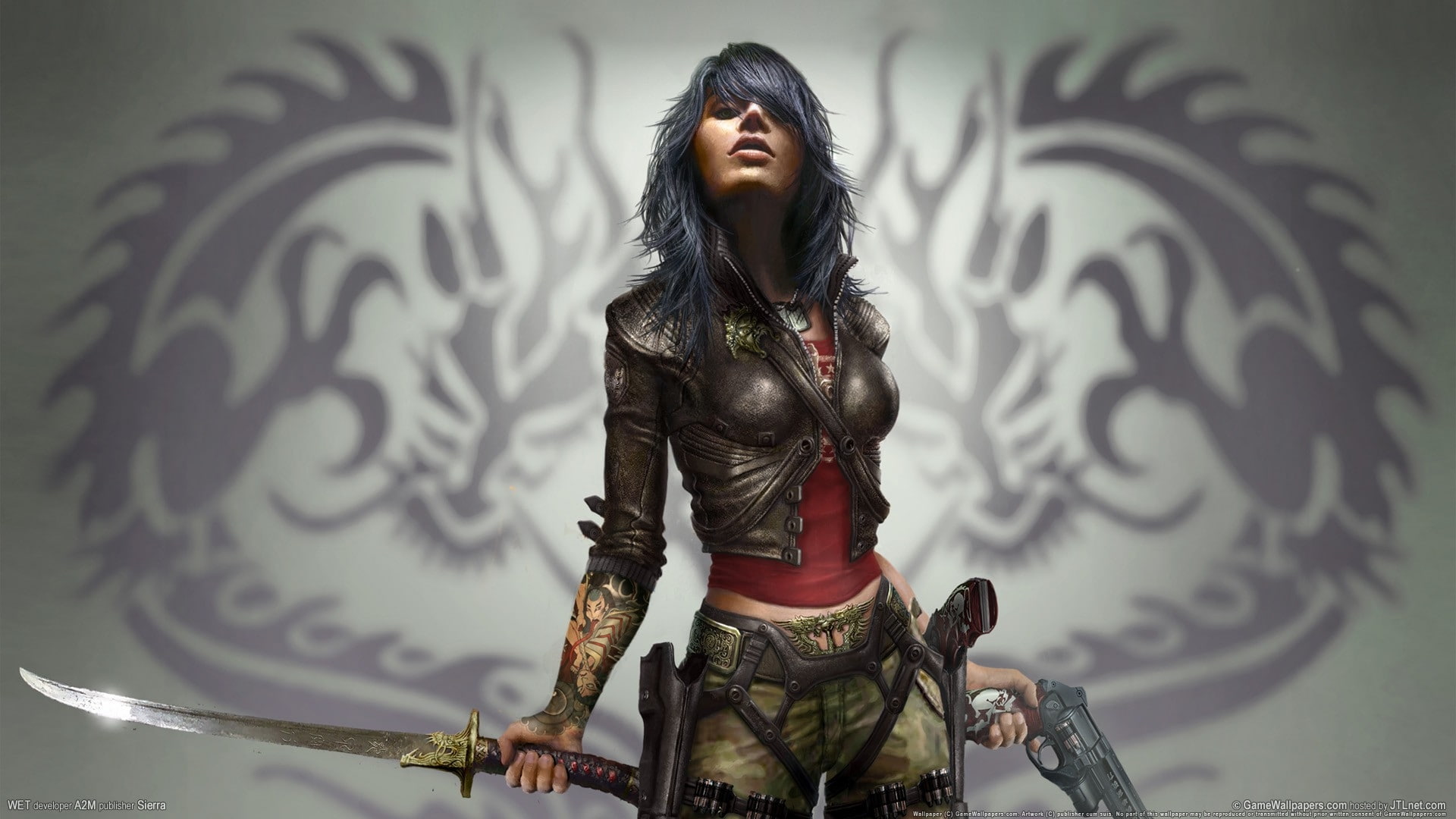 1080P, tattoos, blue, games, x, art, fantasy, women, game, abstract, hd, hair, video, wet, HD Wallpaper