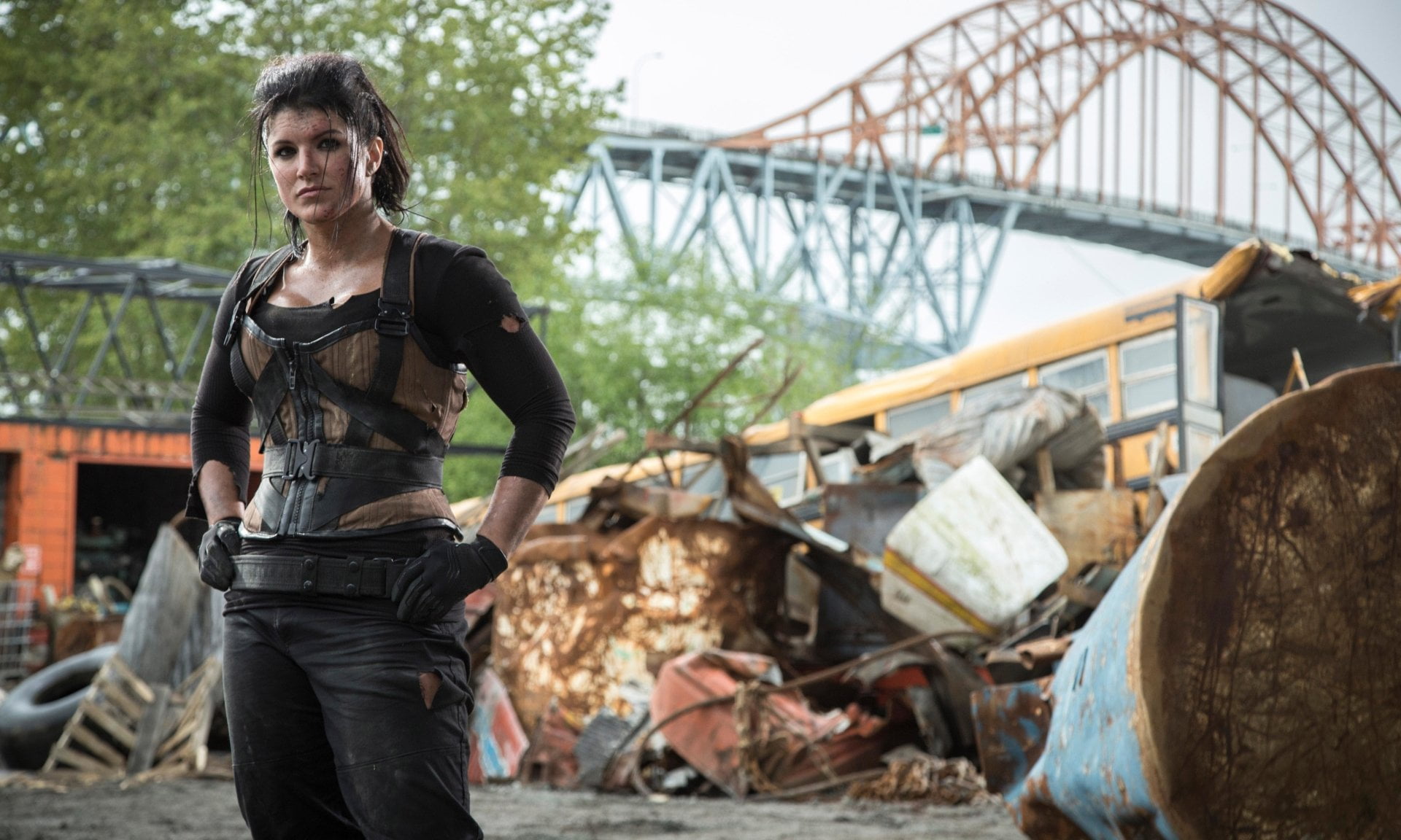 Deadpool, women, females, focus on foreground, portrait, clothing, mid adult, working, mature adult, three quarter length, Movie, Angel Dust, architecture, HD Wallpaper