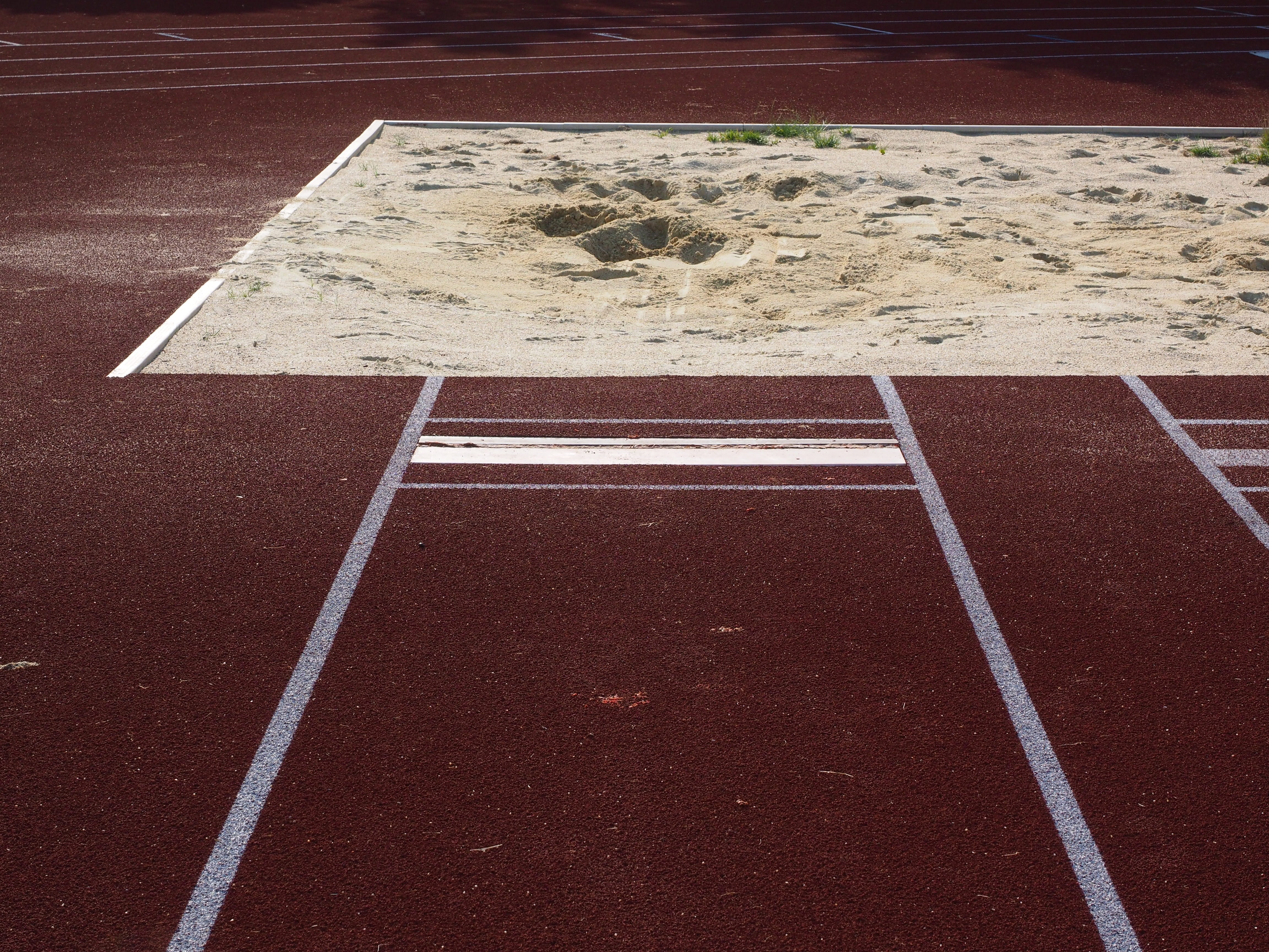 track and field, start, Long Jump, Sand, outdoors, dividing line, no people, road marking, high, fast, performance, absence, sports track, sport, sign, HD Wallpaper