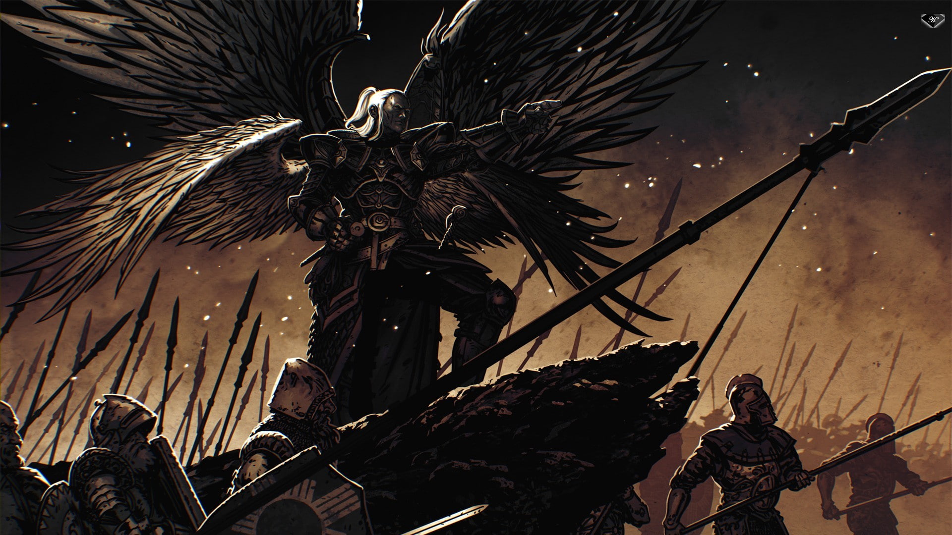 1080P, Might and Magic Legacy, wings, war, angel, fantasy art, spear, video games, HD Wallpaper