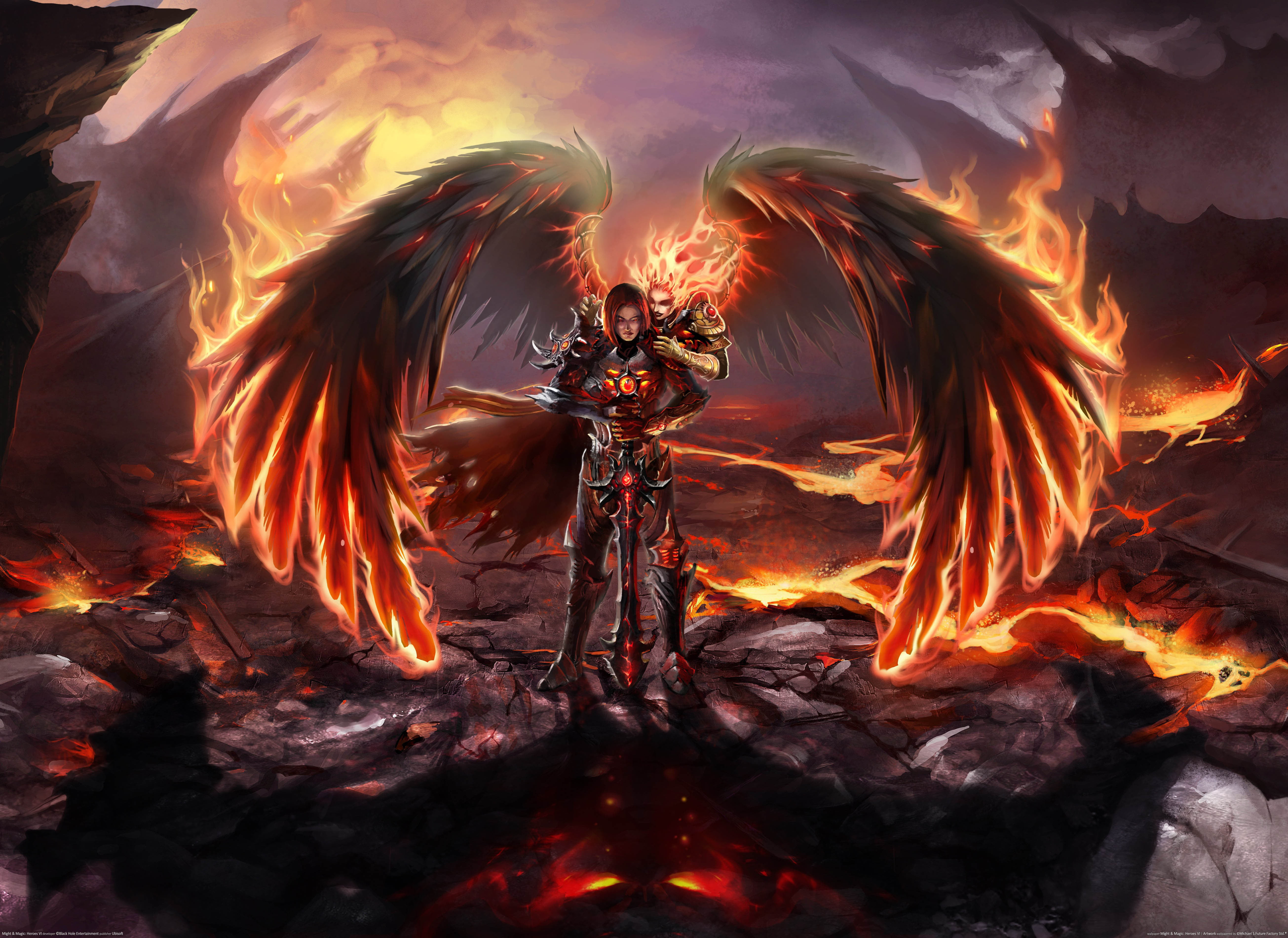 nature, wings of fire, pattern, might and magic heroes 6, abstract, orange Color, bonfire, geology, danger, coal, inferno, black hole entertainment, log, HD Wallpaper