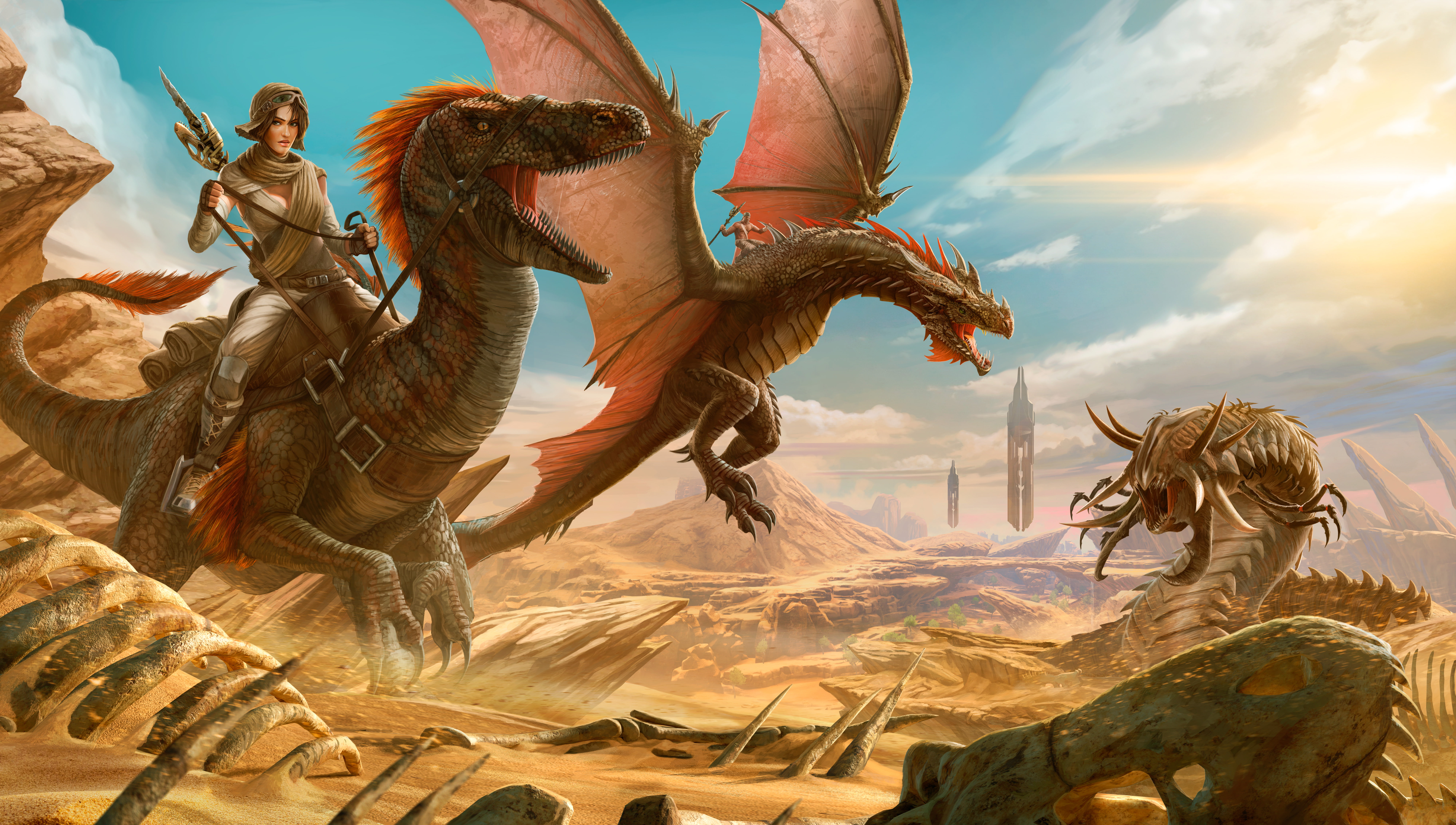 4K, ARK: Survival Evolved, 8K, 8K, ARK: Scorched Earth, worm, DLC, dragon, HD Wallpaper