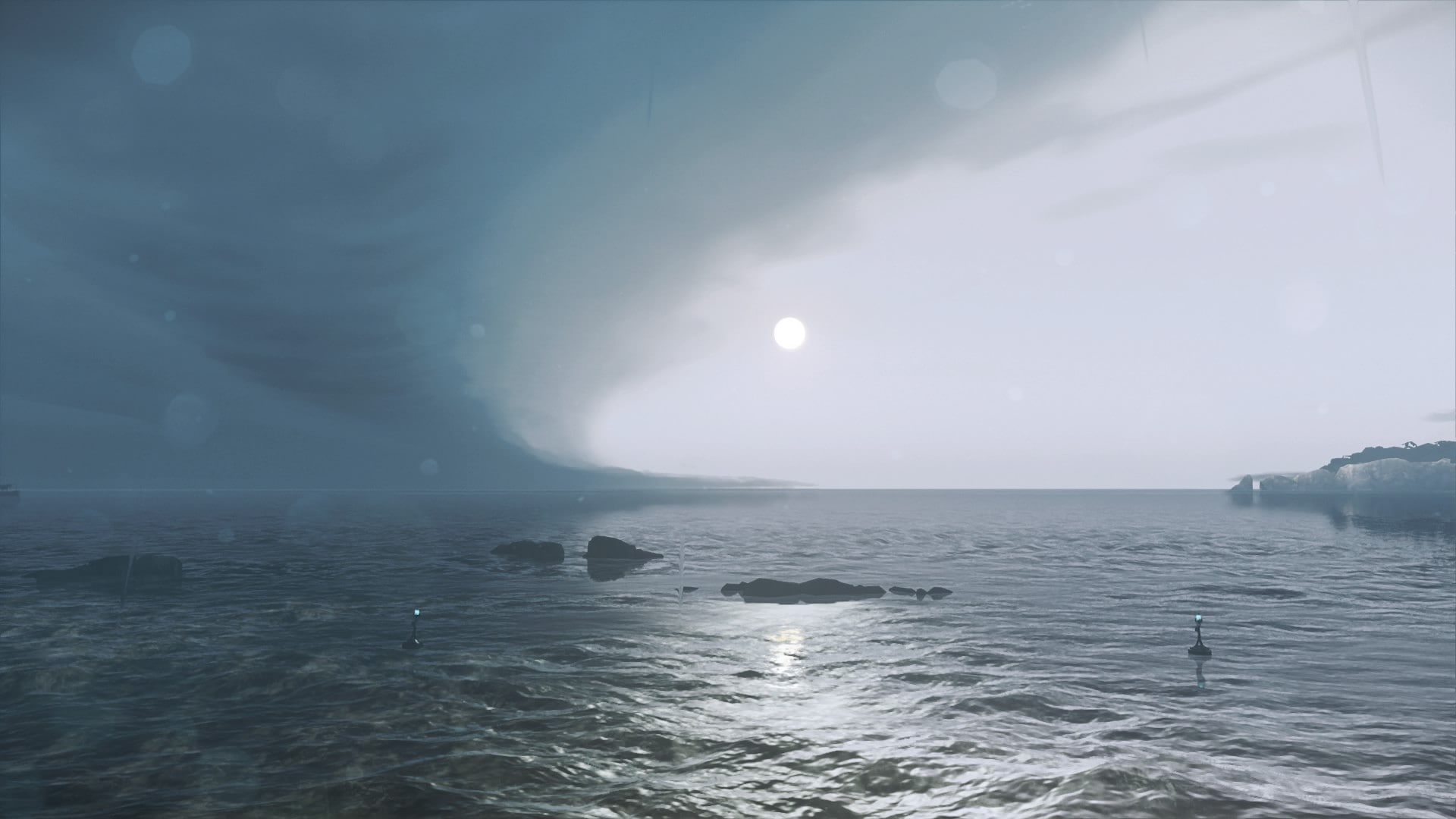 landscape, coast, clouds, bench, Dunwall, Dishonored, island, steampunk, sunflowers, dishonored 2, karnaka, 1080P, HD Wallpaper