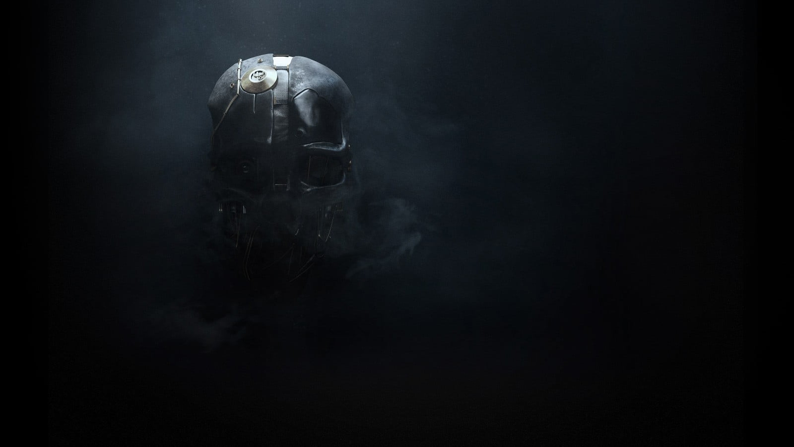video games, disguise, fear, body part, mask, smoke - physical structure, copy space, people, adult, mystery, indoors, Dishonored, black background, studio shot, HD Wallpaper