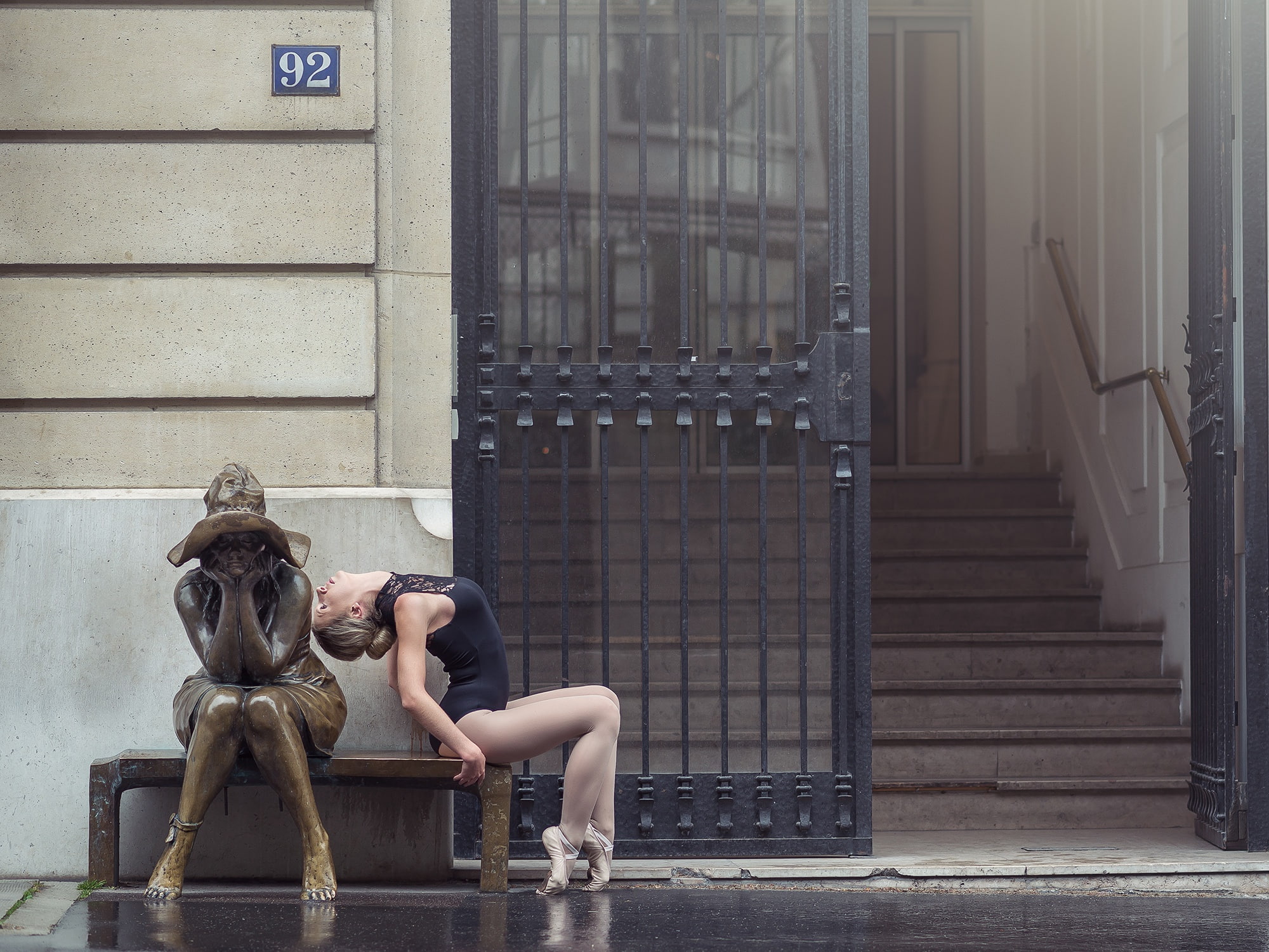 1080P, Pointe shoes, statue, ballerina, bench, Johanna Lorand Guilbert, HD Wallpaper
