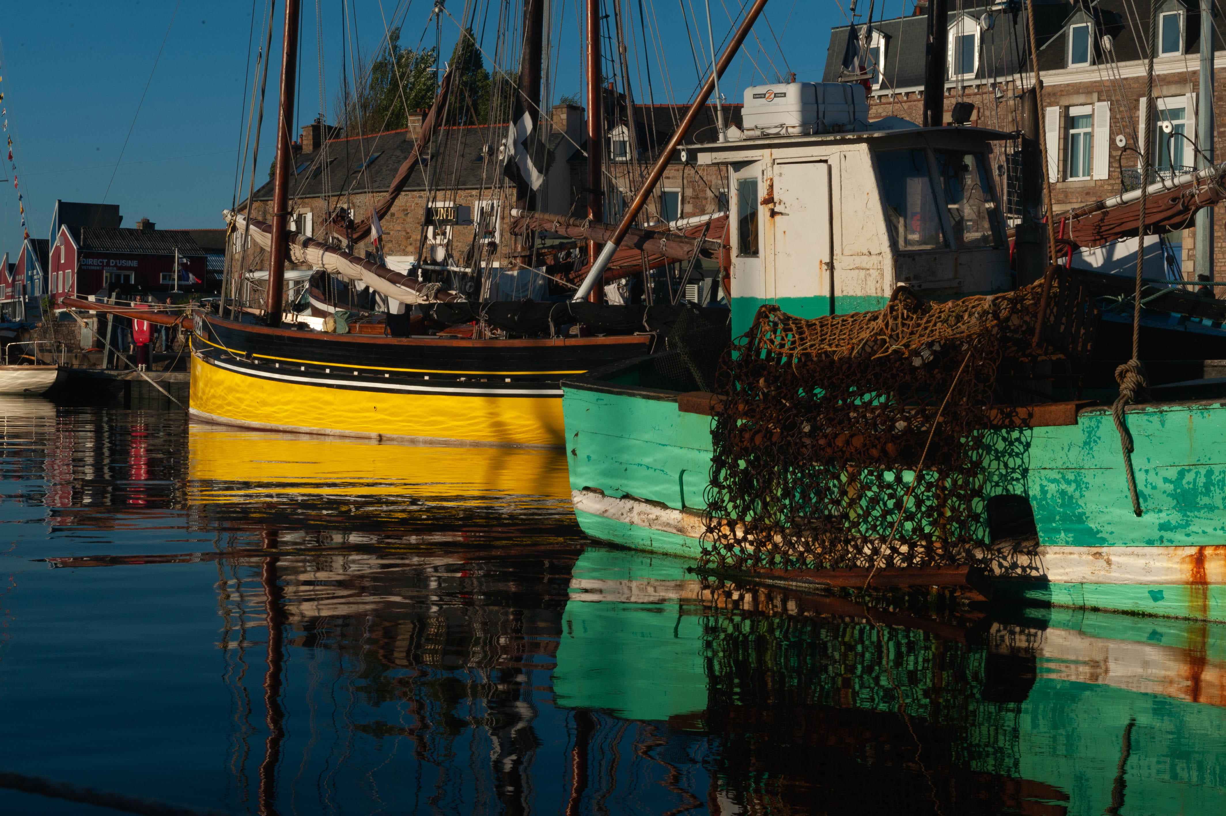 architecture, bretagne, sea, reflections, day, pole, johanna buguet, port, sailboat, boat, outdoors, nautical vessel, reflection, water, fishing industry, HD Wallpaper