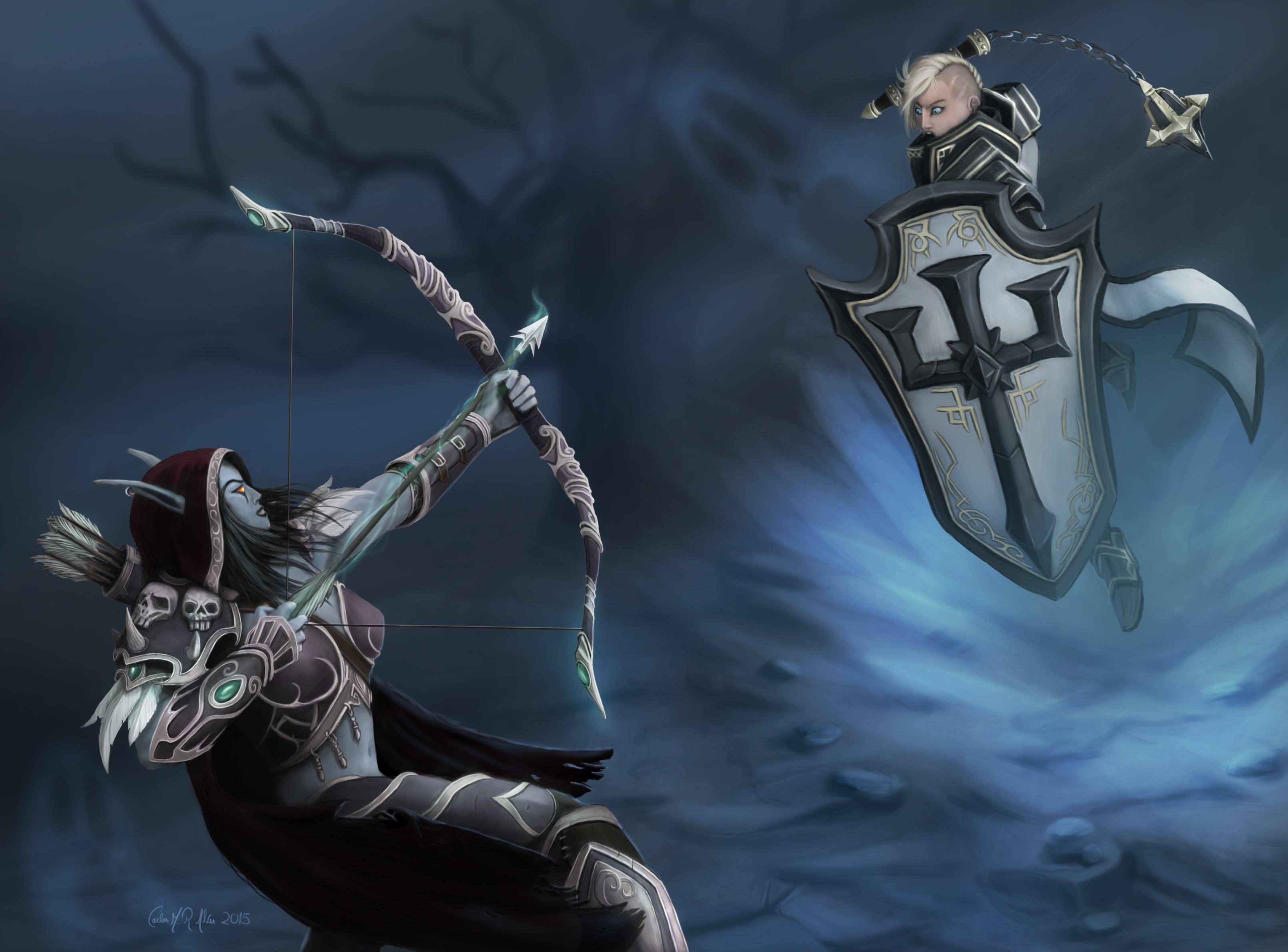 waterfront, 2K, archer, imagination, Warcraft, elf, anatomy, reflection, mode of transportation, no people, strength, arrow, outdoors, bow, evil, futuristic, HD Wallpaper