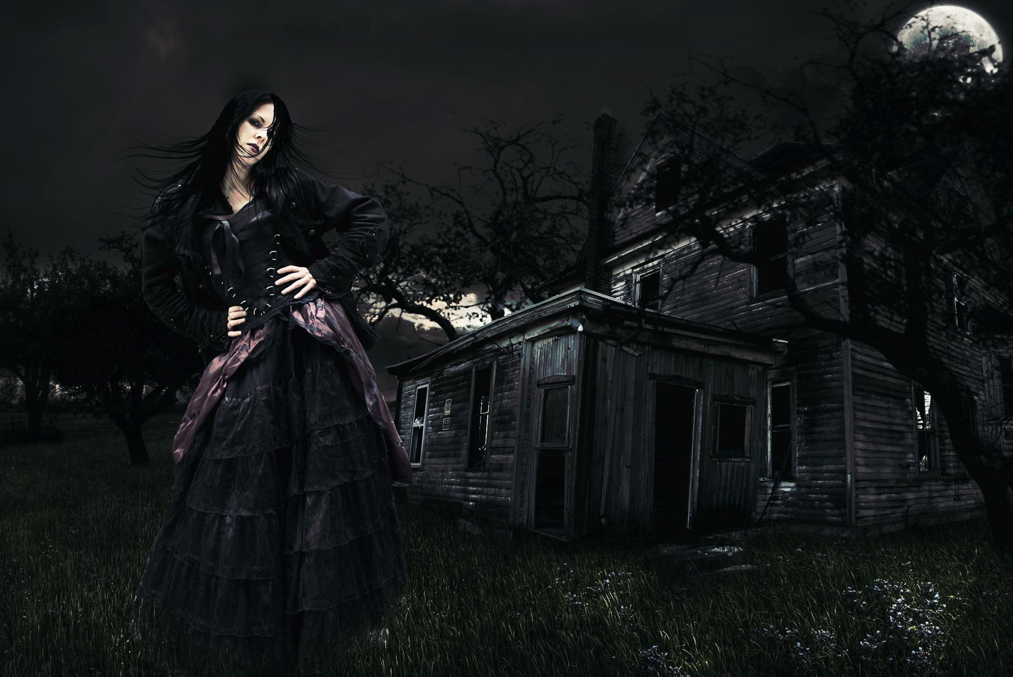 dark, 3d and abstract, gothic, gothic girl, photoshop manipulation, surreal fantasy, girl, 1080P, digital art, HD Wallpaper