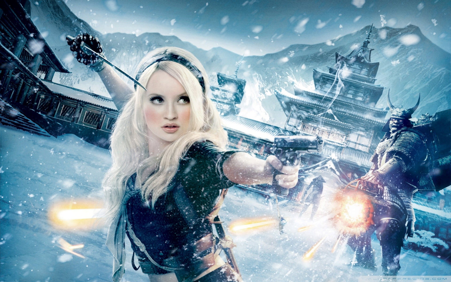 warm clothing, extreme weather, winter, architecture, young women, beauty, night, Ash blonde, movies, portrait, illuminated, one person, snowing, women, HD Wallpaper