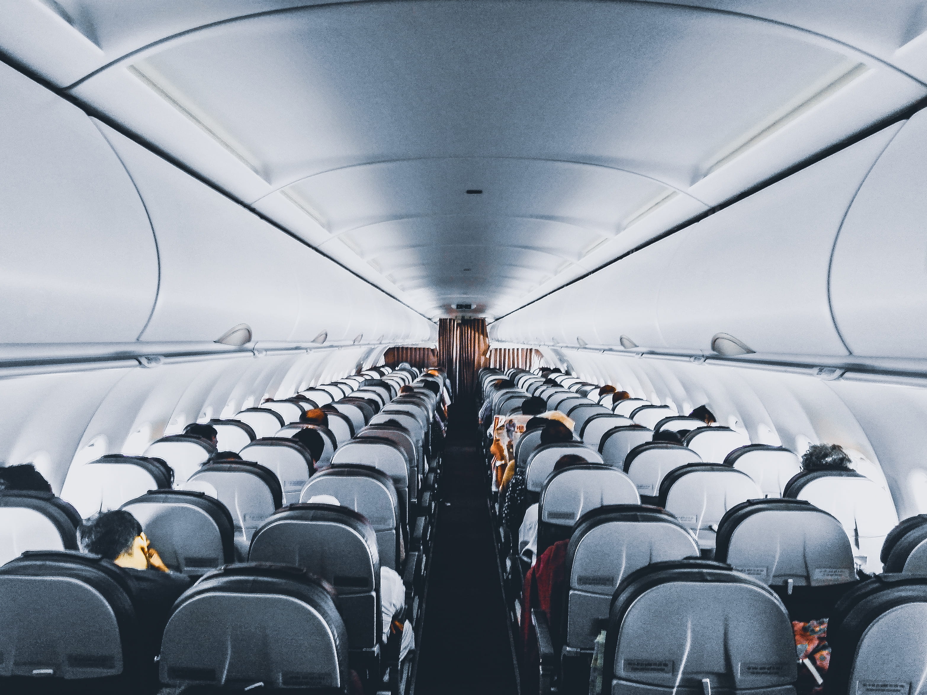 in a row, rows of seats, journey, airplane seat, row, sitting, group of people, transportation, flight, modern, mode of transportation, aviation, technology, HD Wallpaper