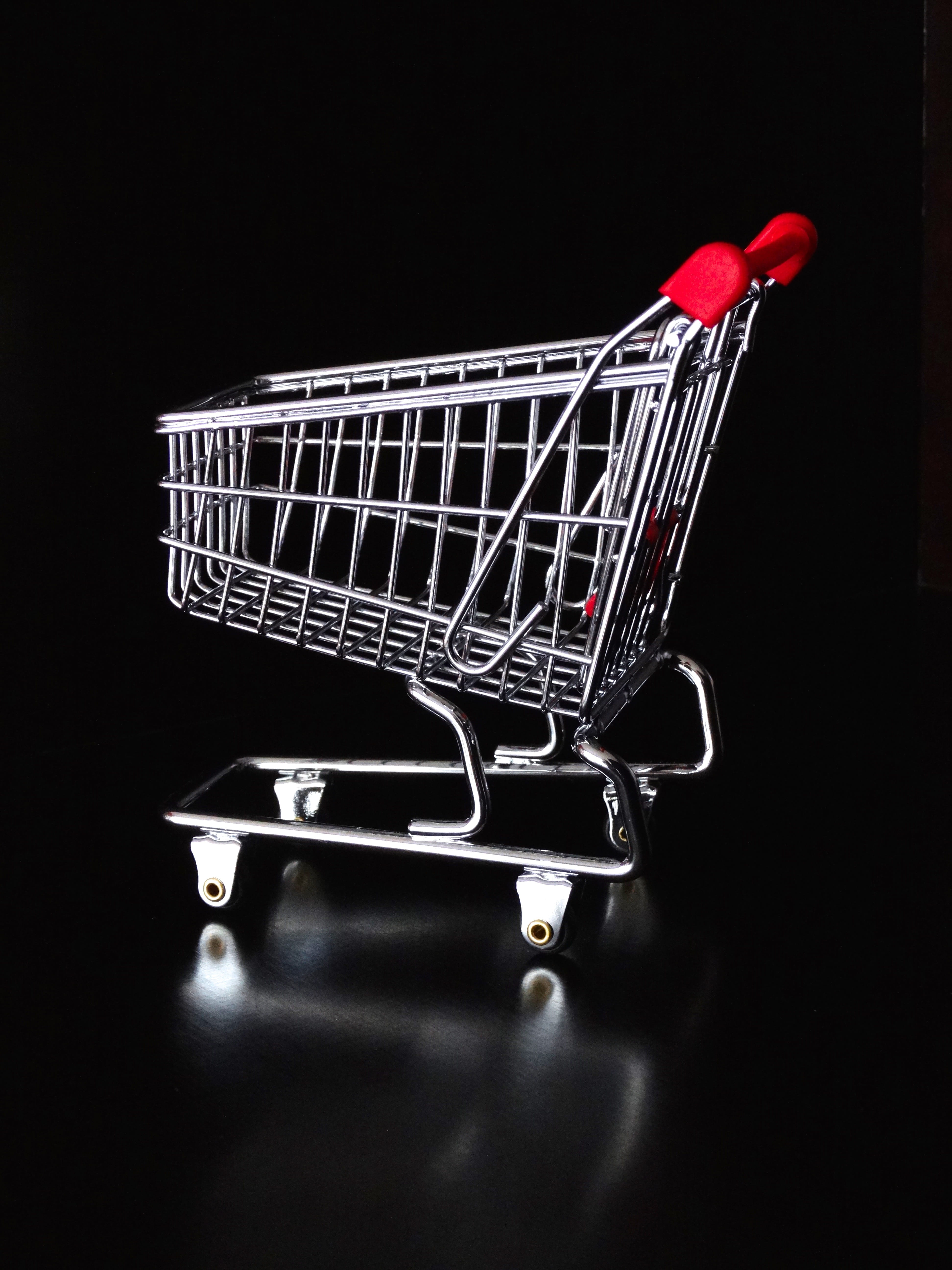 black color, market, indoors, wheel, store, gray, cart, technology, buying, background, commerce, still life, red, side view, equipment, push cart, tram, Phone HD Wallpaper